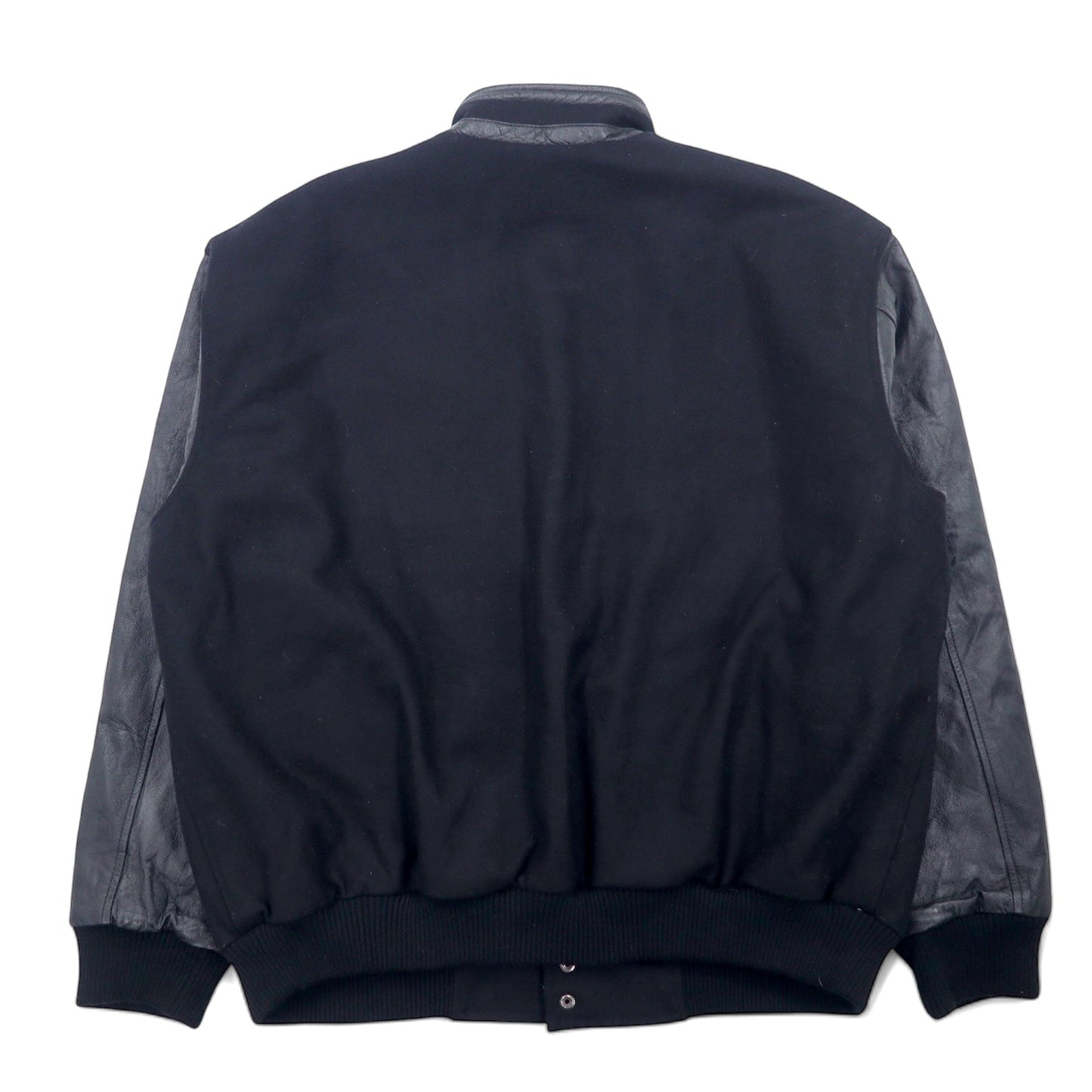 00年代 NORTH END 袖レザー メルトン スタジャン XL ブラック ウール NEW BRUNSWICK