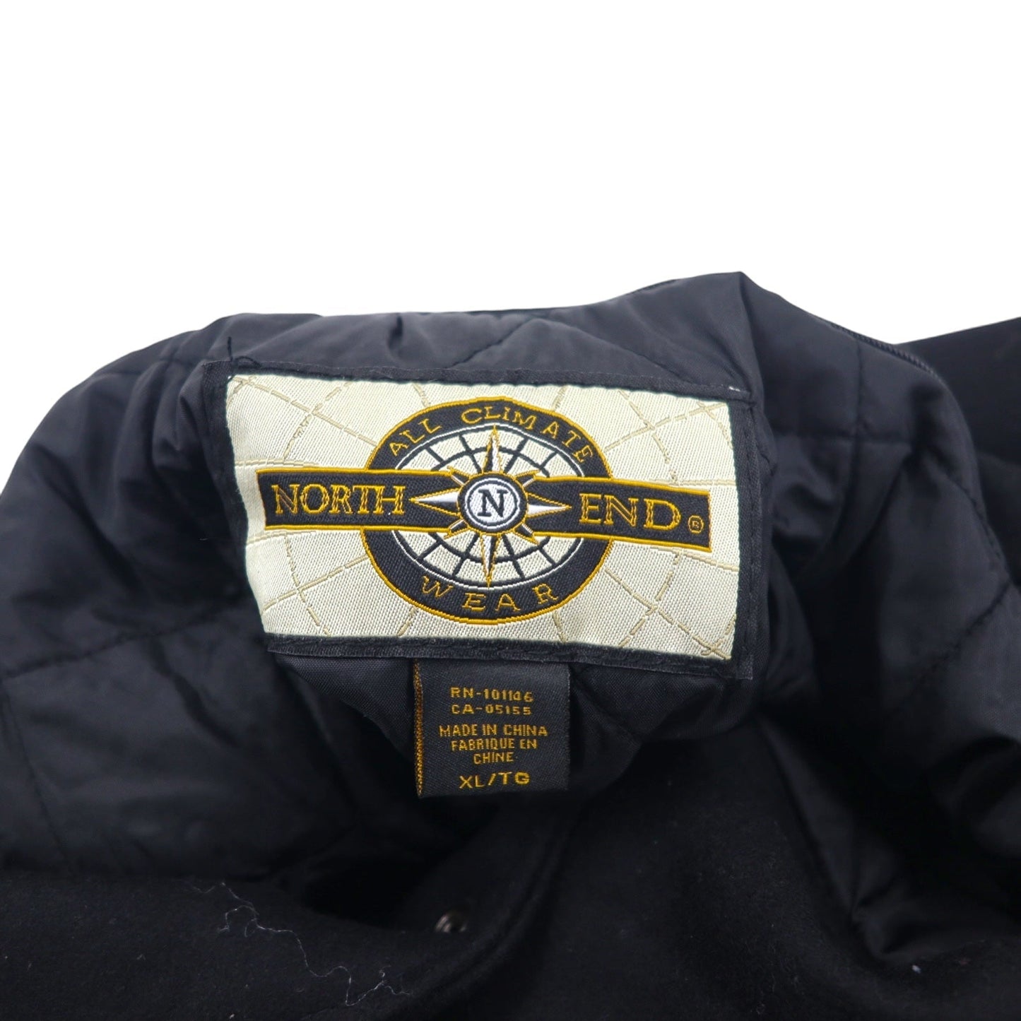 00年代 NORTH END 袖レザー メルトン スタジャン XL ブラック ウール NEW BRUNSWICK