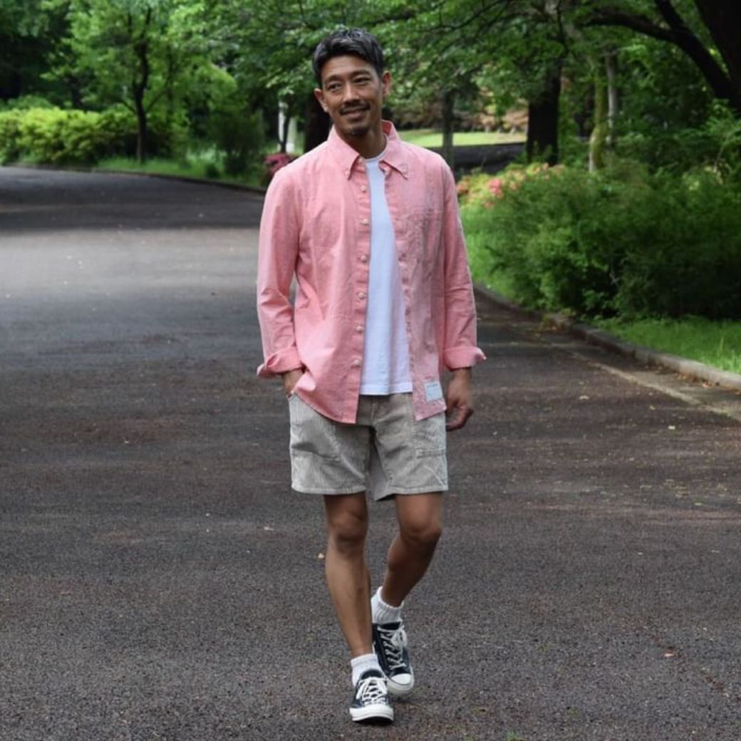 COTTON LINEN CHAMBRAY SHIRTS/ ORANGE