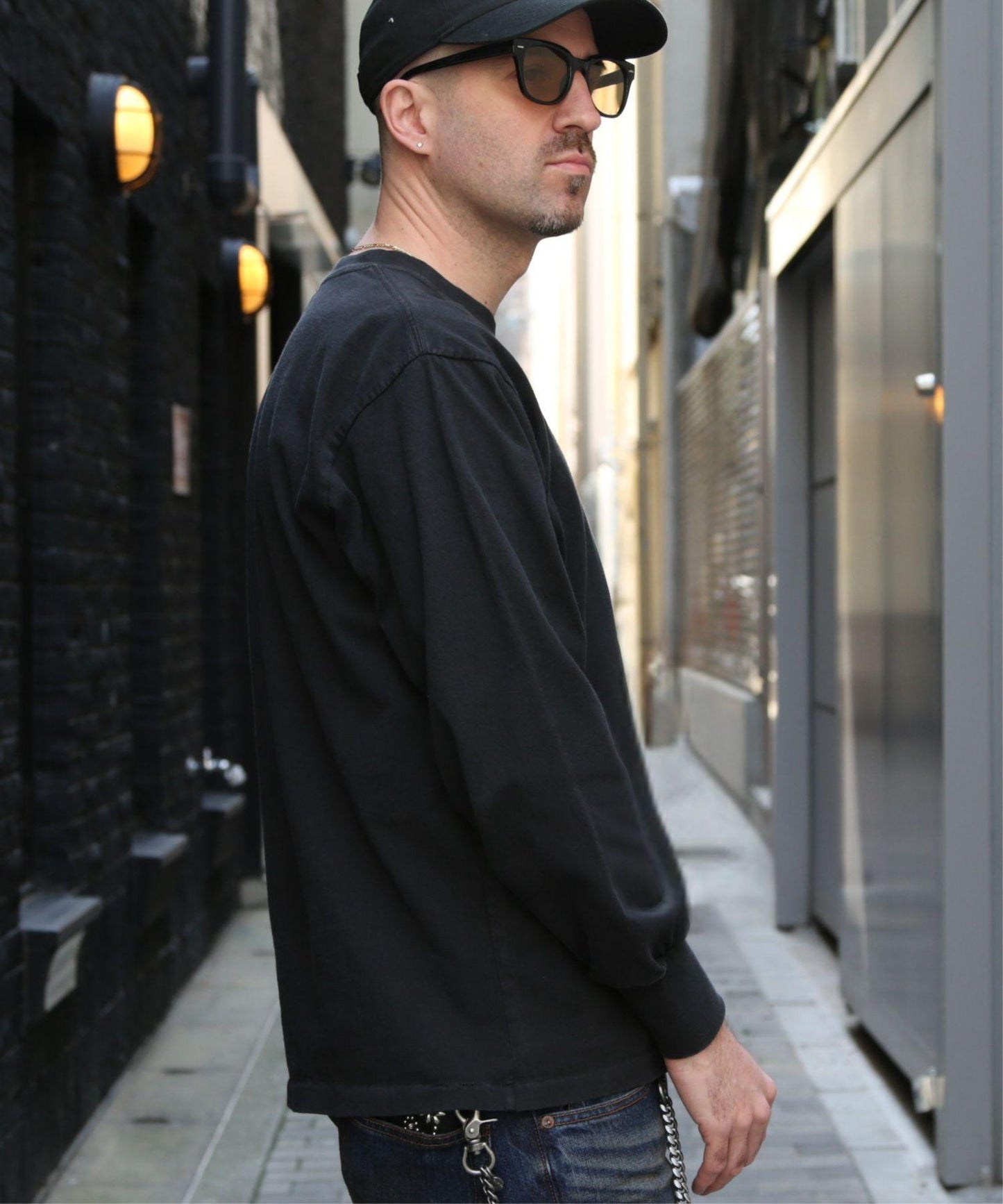 DRY COTTON JERSEY EMBROIDERY L/STEE/BLACK