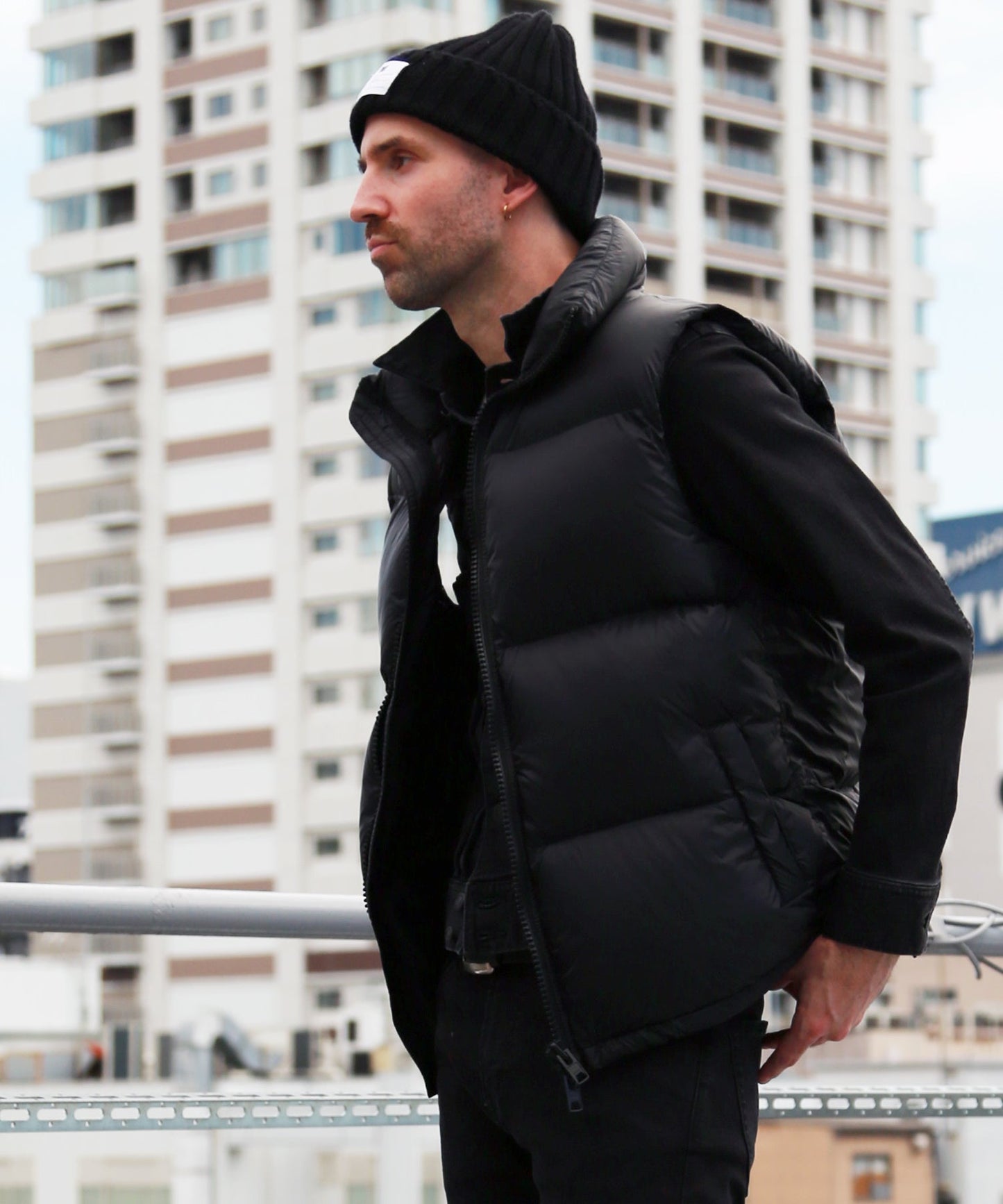 NYLON DOWN VEST/ BLACK