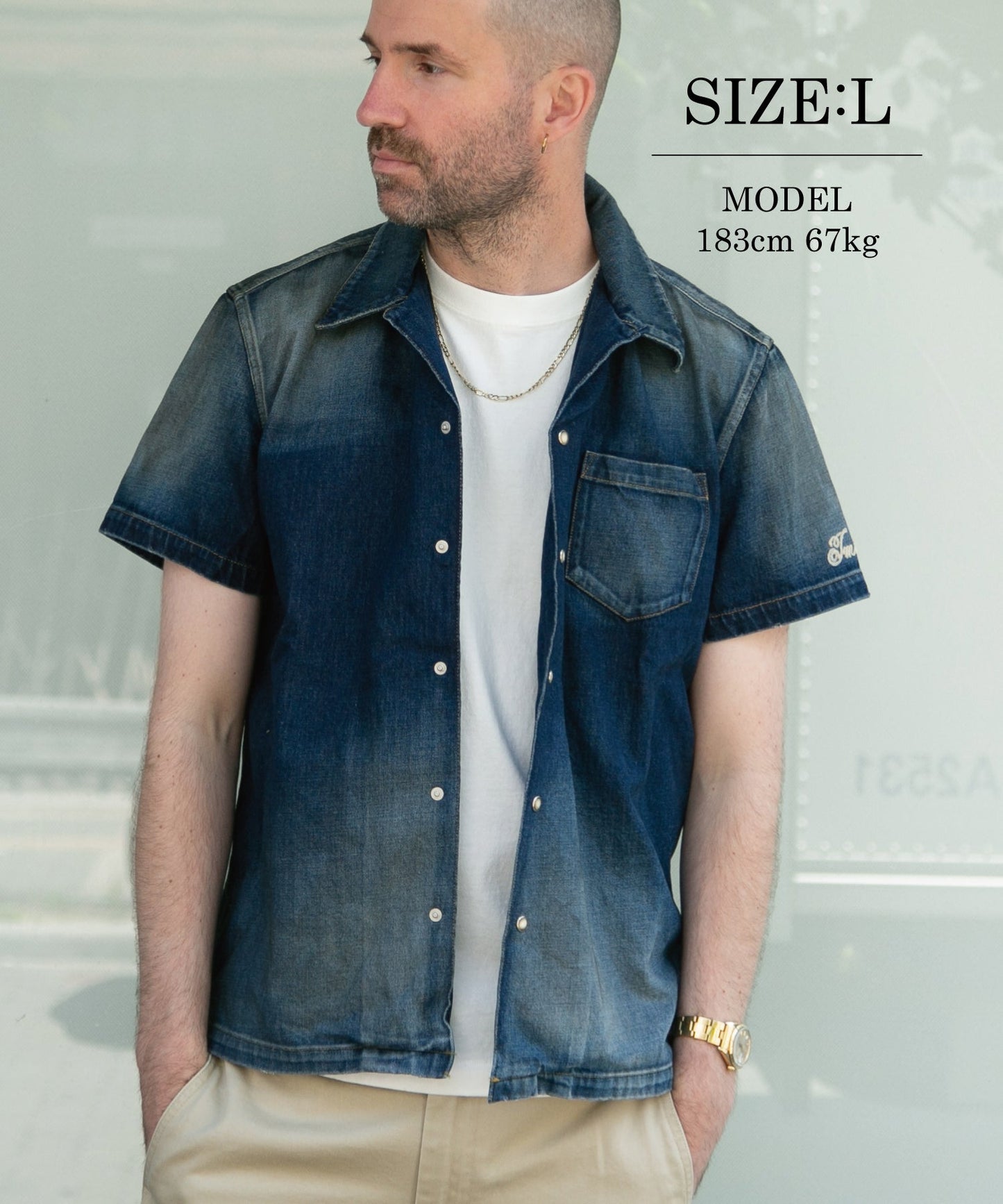 10oz DENIM SHORT SLEEVE SHIRTS(REGULAR FIT)