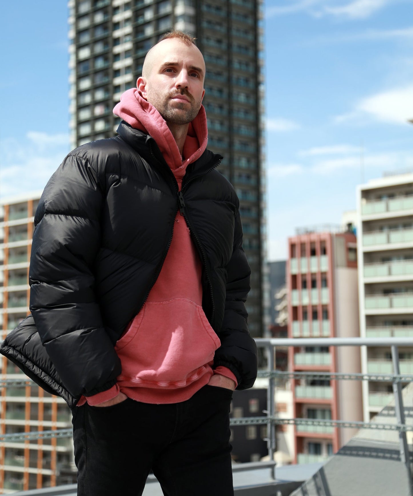 NYLON DOWN JACKET/BLACK