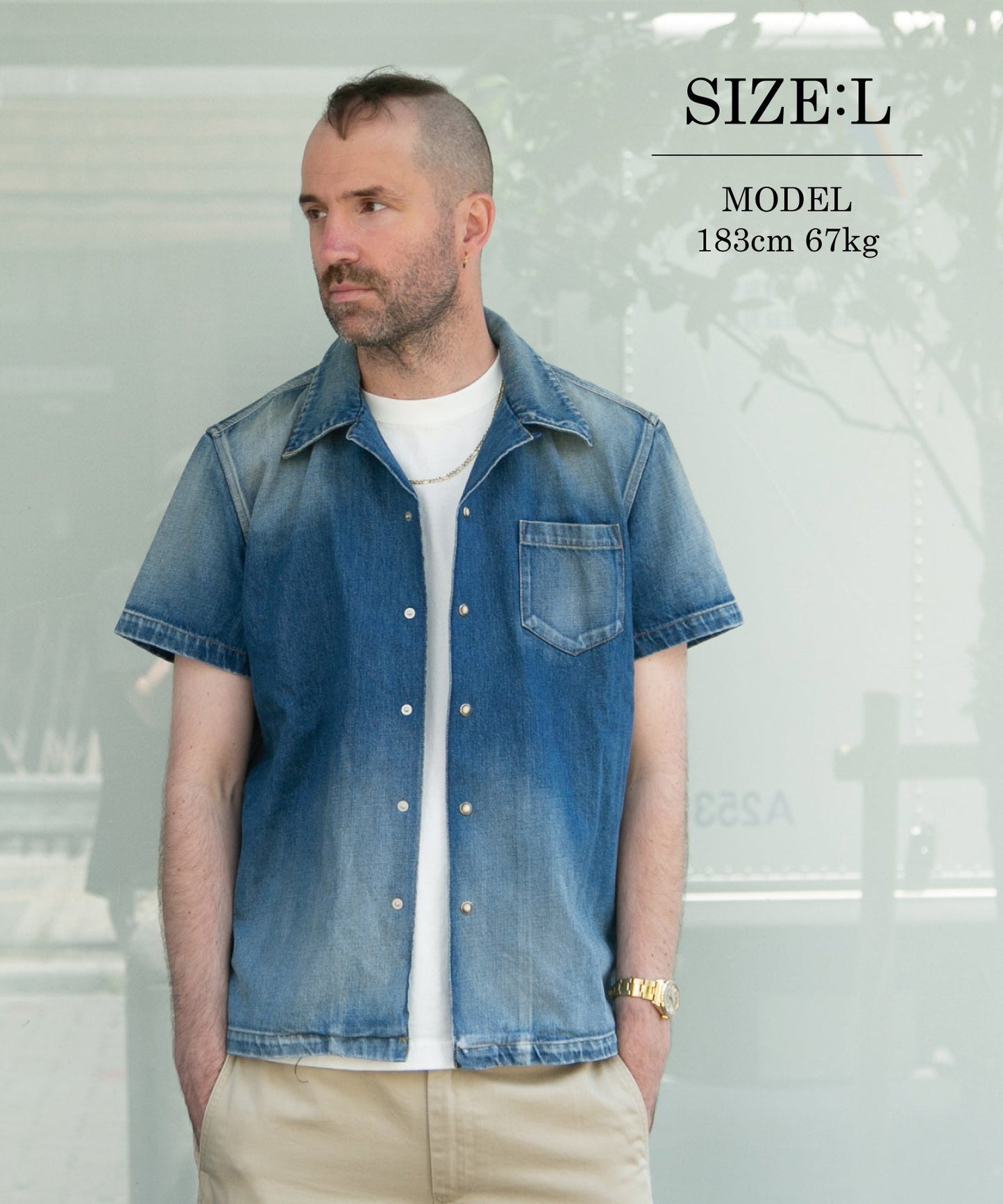 10oz DENIM SHORT SLEEVE SHIRTS(REGULAR FIT)