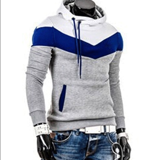 Foreign trade 2015 spring and autumn men's clothing Korean style men's color matching hooded pullover fashion slim sports casual sweater