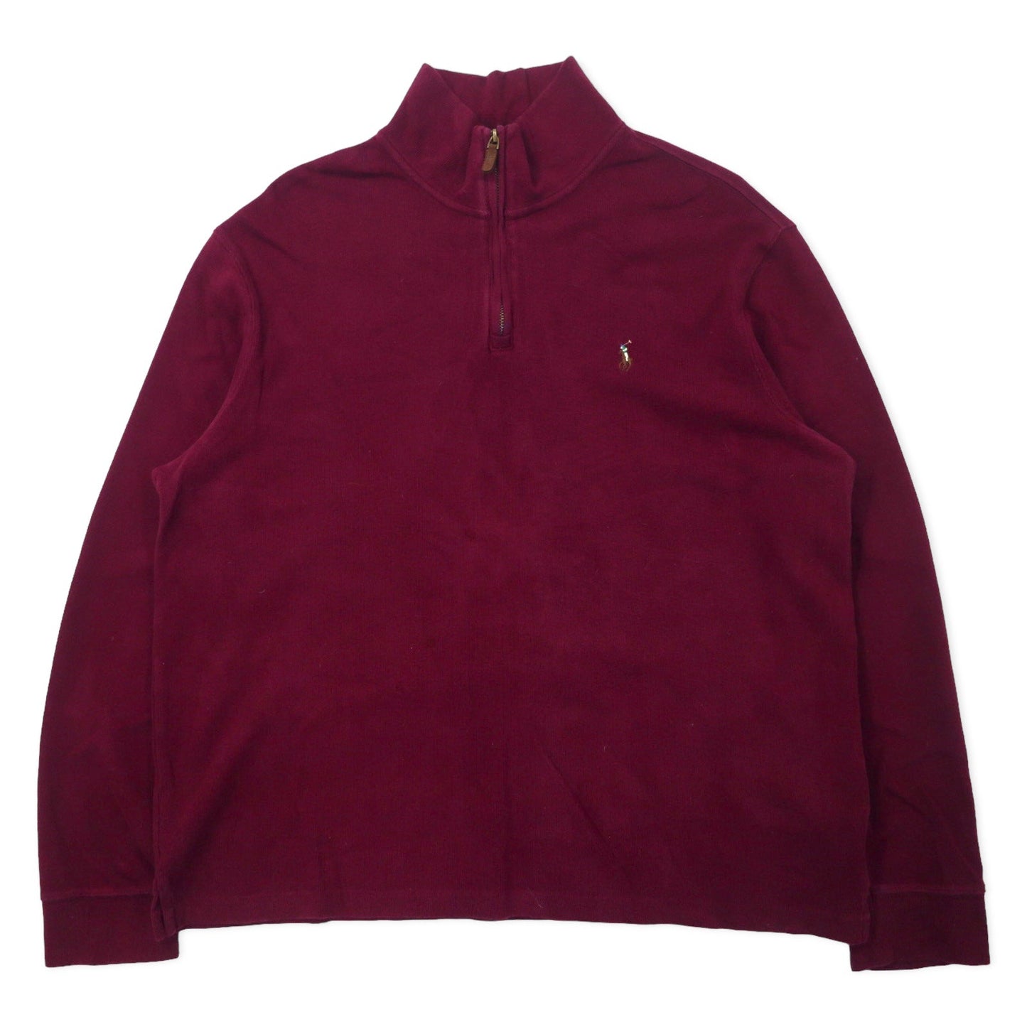 POLO RALPH LAUREN ハーフジップ スウェット L パープル コットン ESTATE RIB スモールポニー刺繍 ビッグサイズ