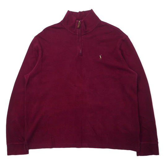 POLO RALPH LAUREN ハーフジップ スウェット L パープル コットン ESTATE RIB スモールポニー刺繍 ビッグサイズ