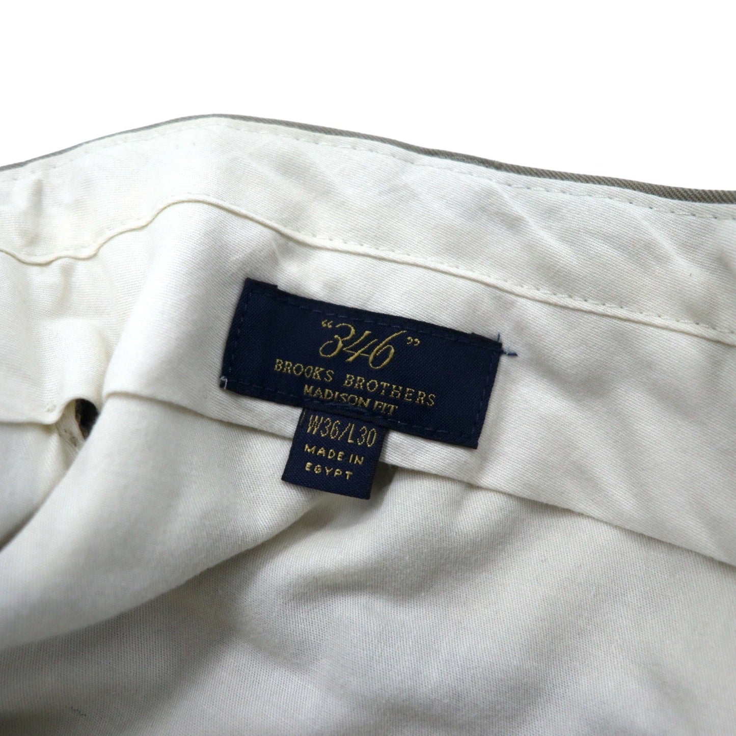 346 BROOKS BROTHERS 2タック ワイド スラックスパンツ 36 ベージュ ウール MADISON FIT