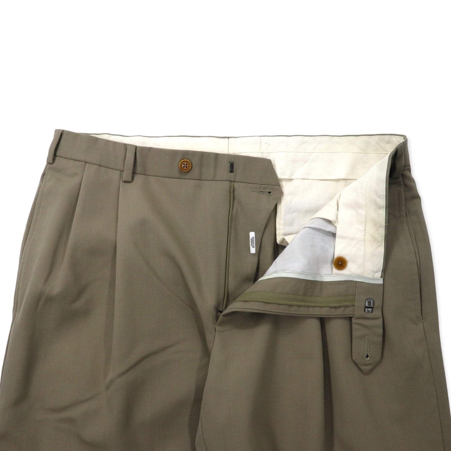 346 BROOKS BROTHERS 2タック ワイド スラックスパンツ 36 ベージュ ウール MADISON FIT
