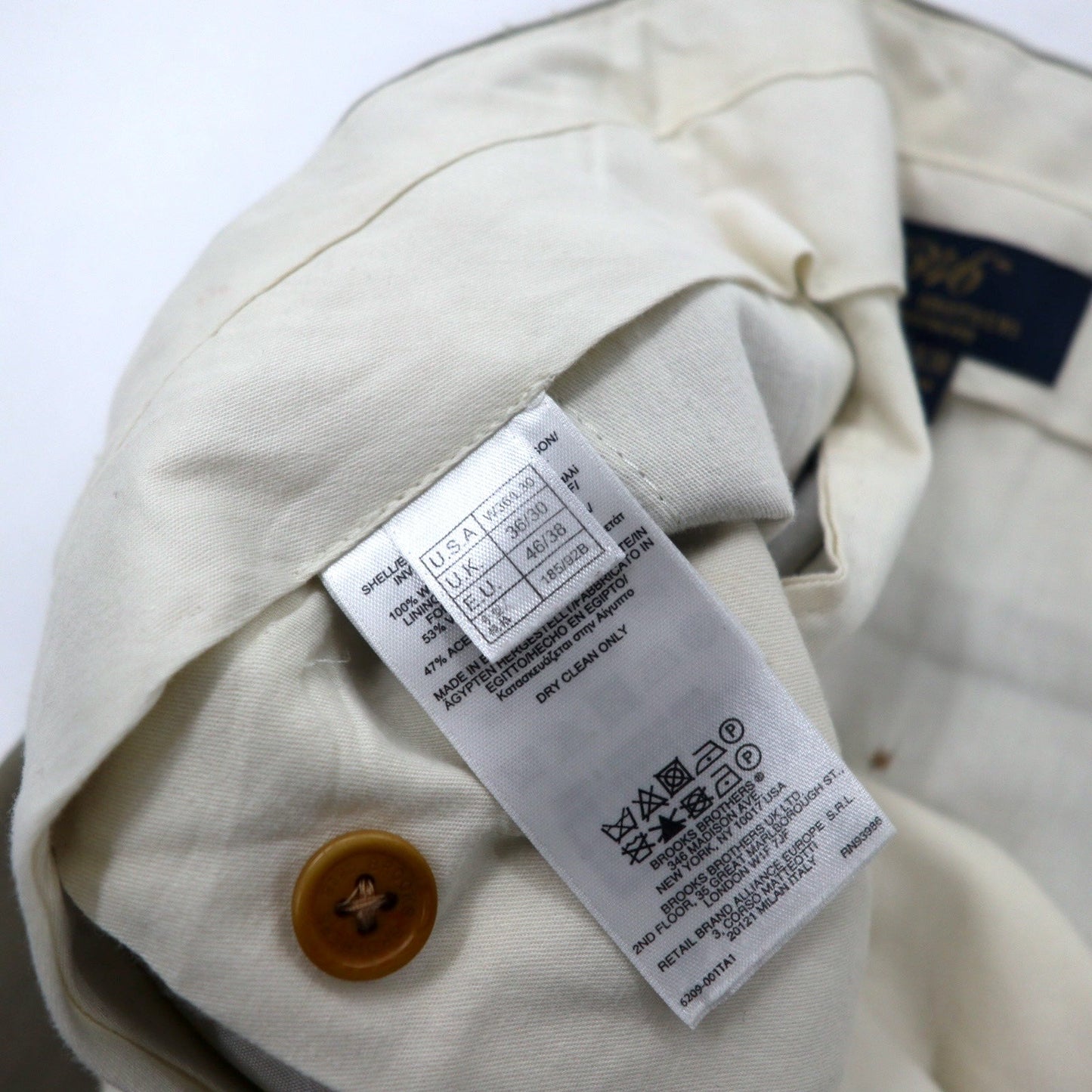 346 BROOKS BROTHERS 2タック ワイド スラックスパンツ 36 ベージュ ウール MADISON FIT