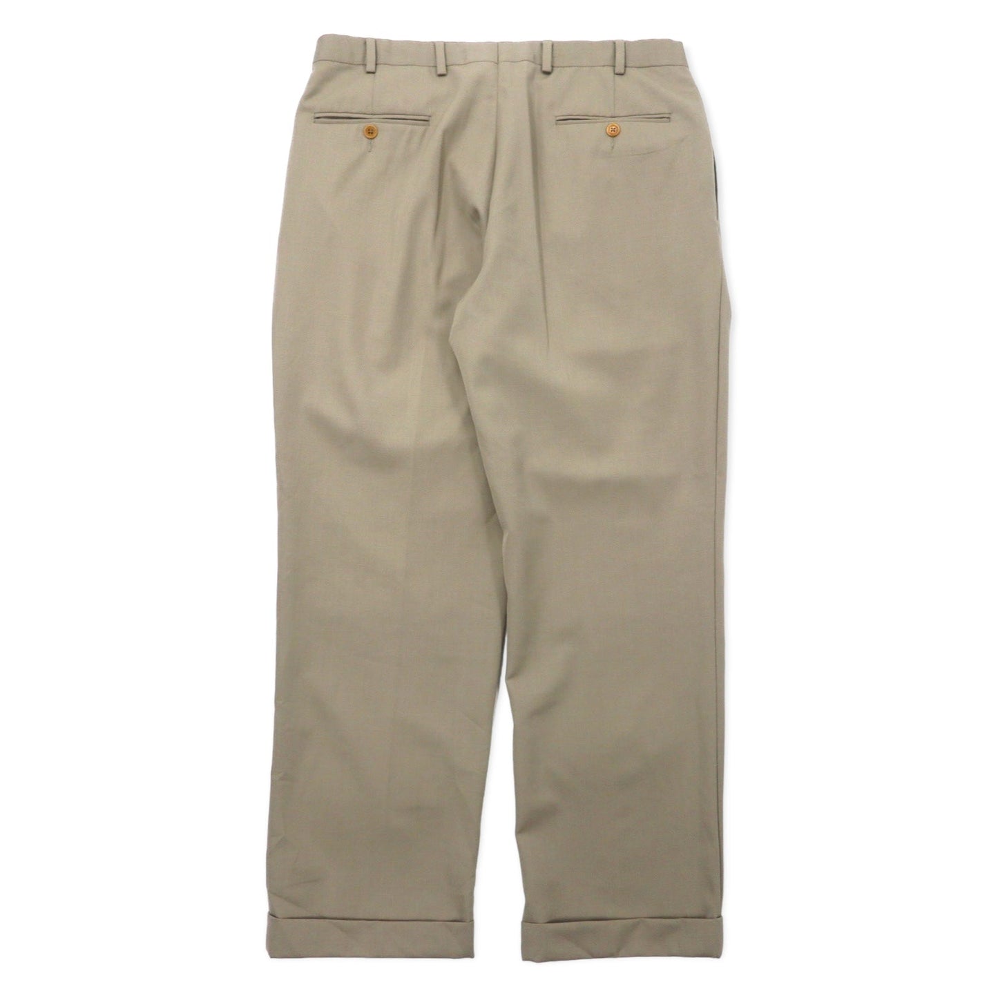 346 BROOKS BROTHERS 2タック ワイド スラックスパンツ 36 ベージュ ウール MADISON FIT