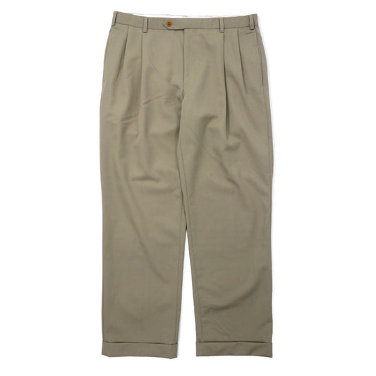 346 BROOKS BROTHERS 2タック ワイド スラックスパンツ 36 ベージュ ウール MADISON FIT