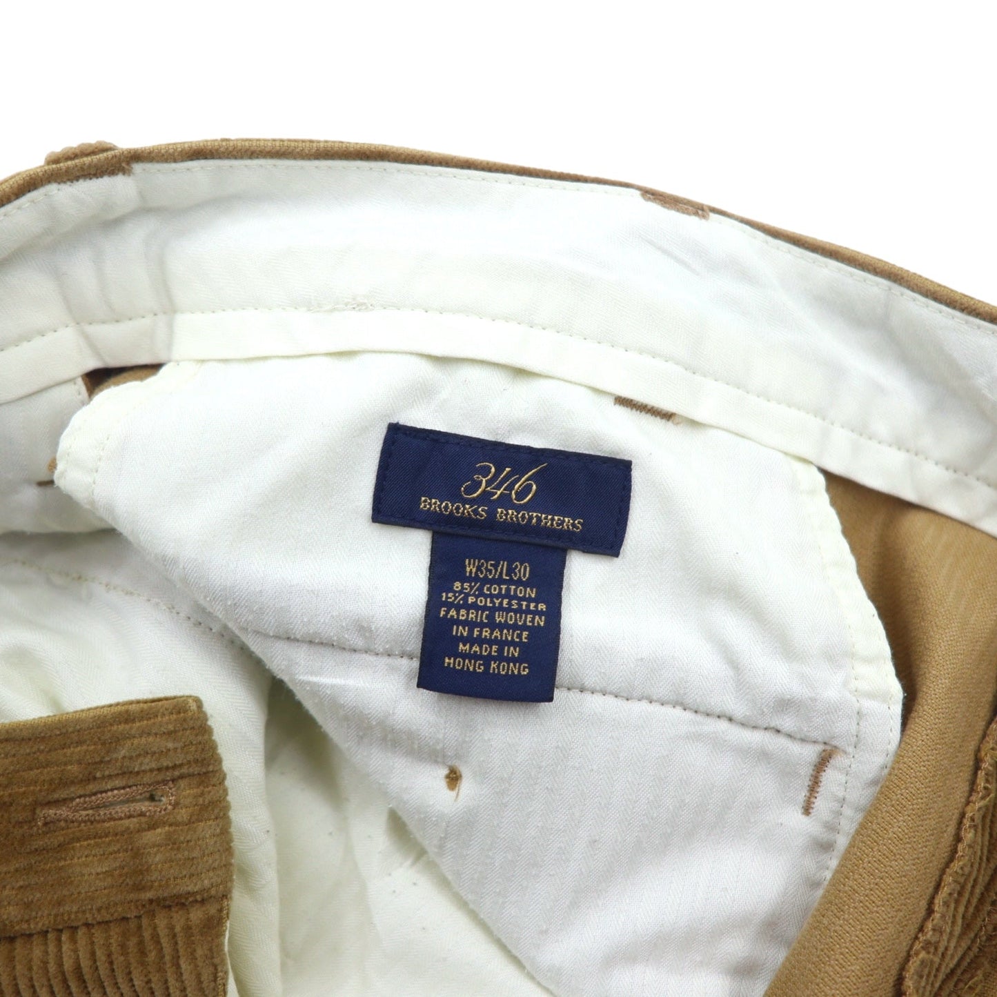 346 BROOKS BROTHERS タック ワイド コーデュロイパンツ 35 ブラウン コットン フランス製生地