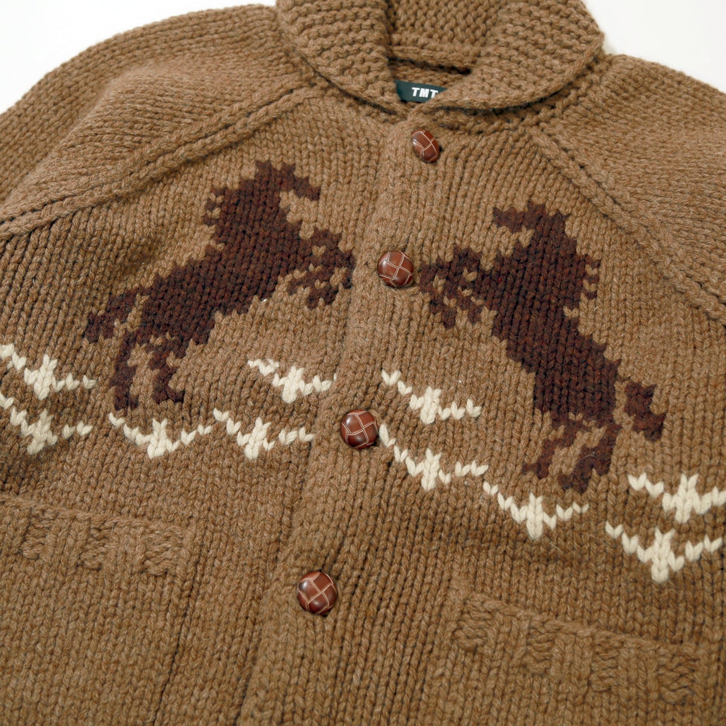 ROUGH GAUGE COWICHAN CARDIGAN/ BROWN