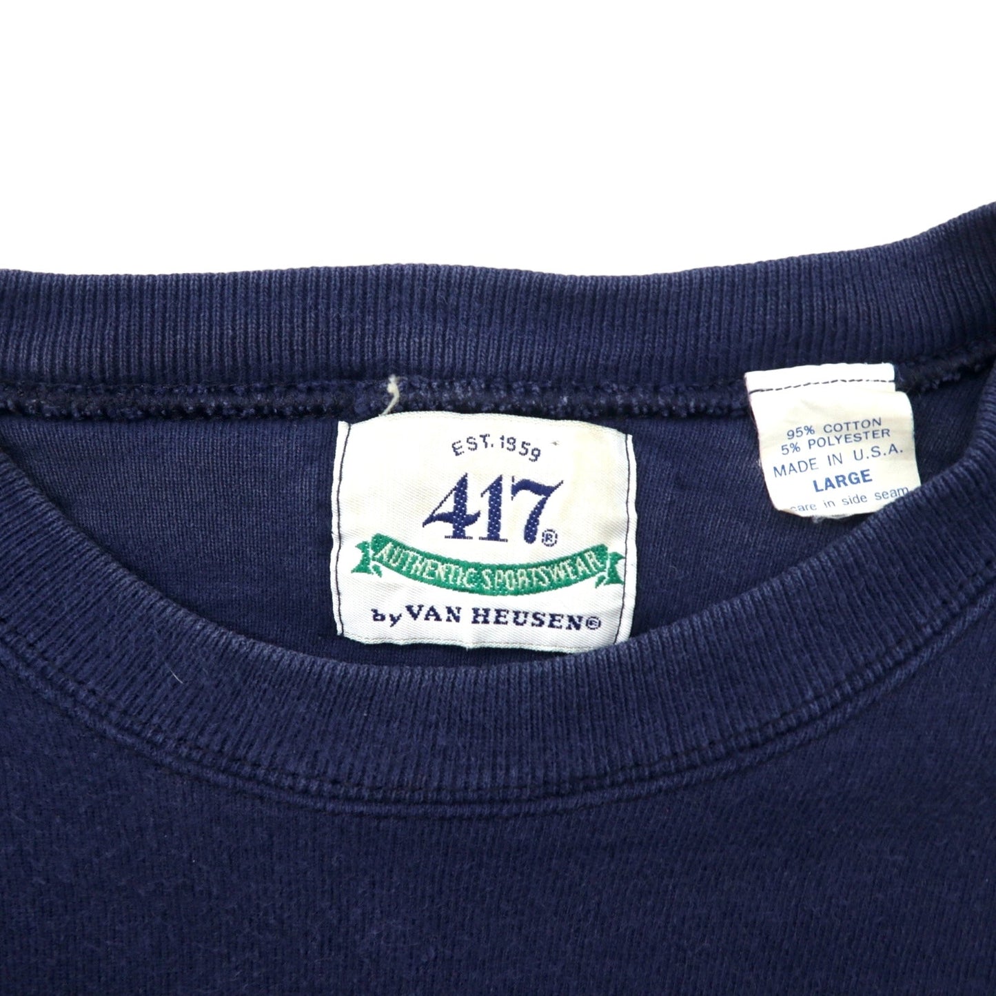 417 by VAN HEUSEN USA製 80年代 プリント スウェット L ネイビー コットン 裏起毛 GOLF