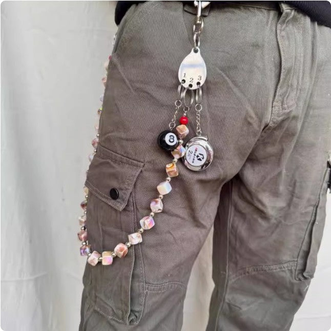 New square punk style jeans trouser chain fashion unisex accessories