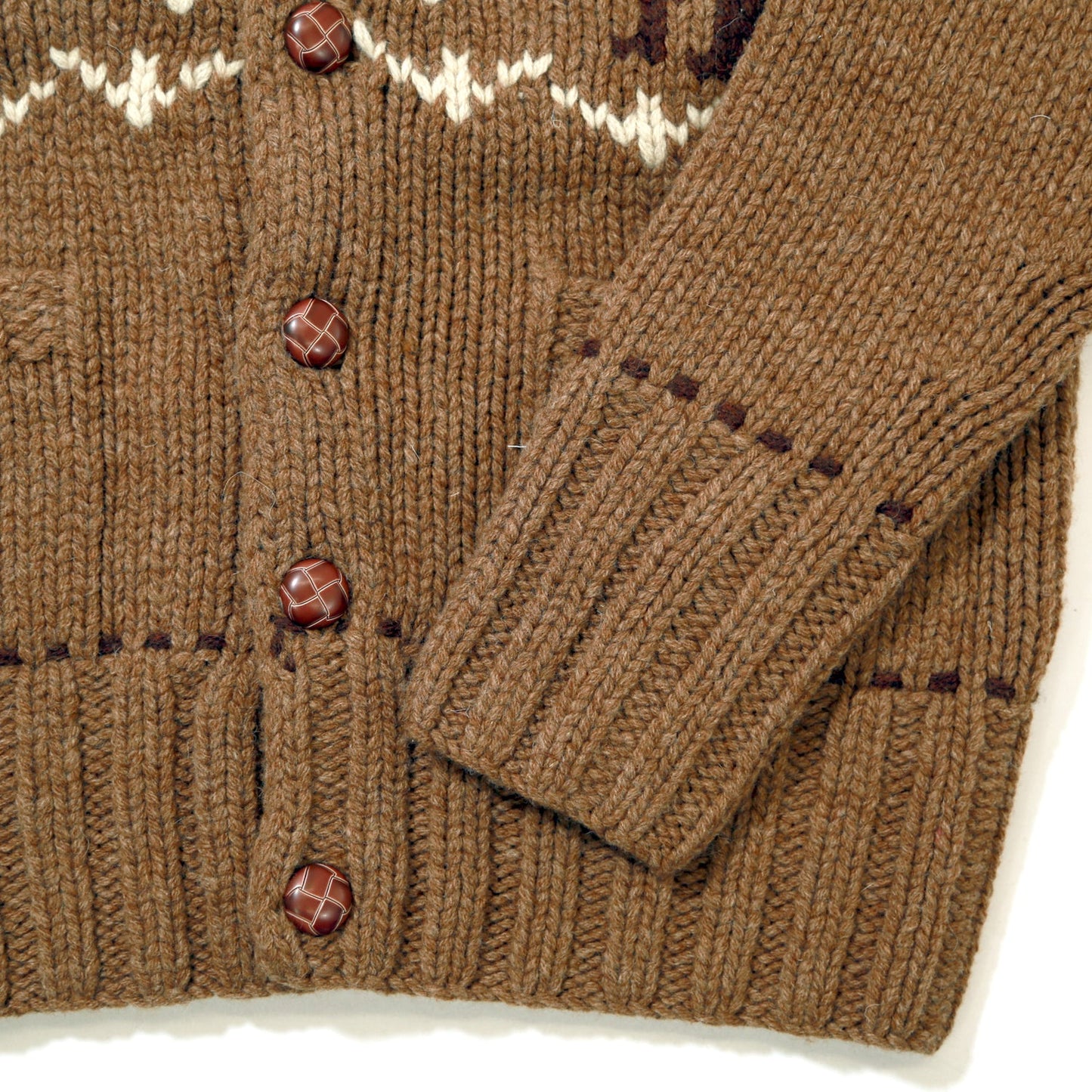 ROUGH GAUGE COWICHAN CARDIGAN/ BROWN