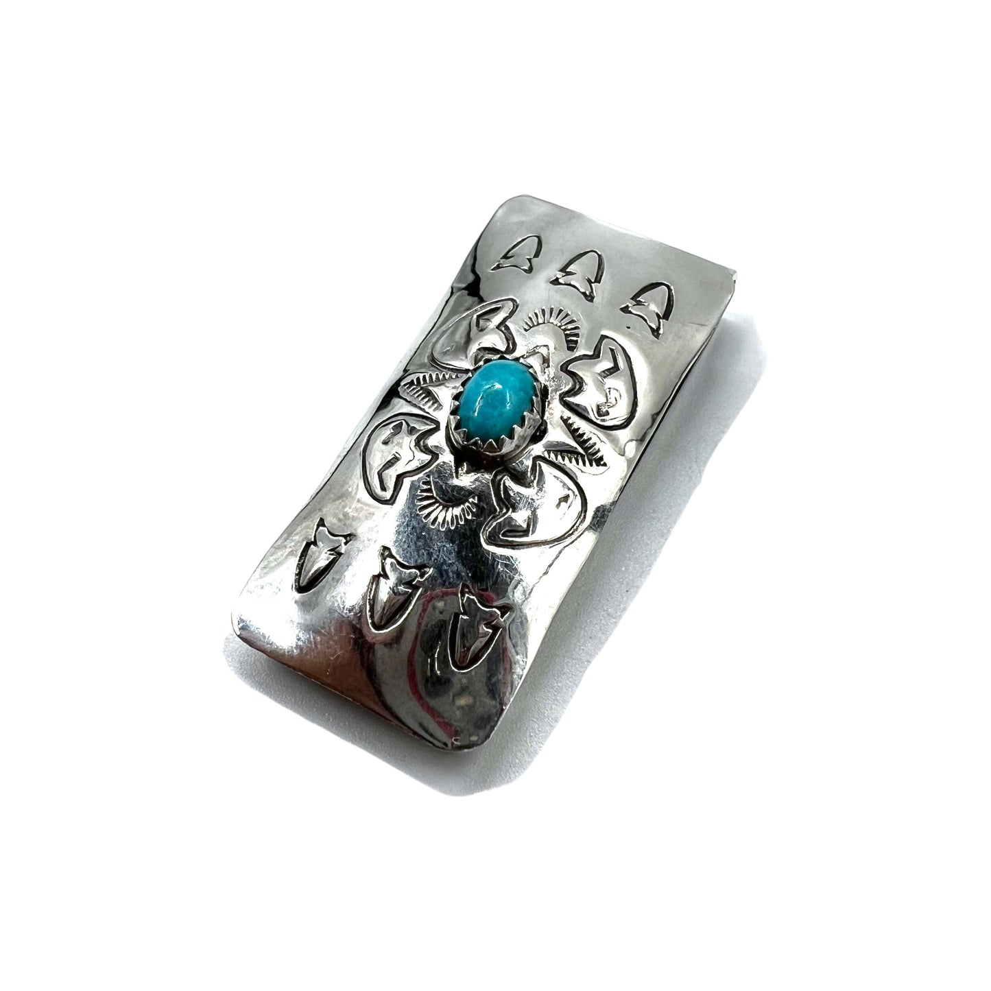 Navajo Indian Jewelry Money Clip Turquoise ナバホ族 インディアンジュエリー マネークリップ ターコイズ スタンプワーク