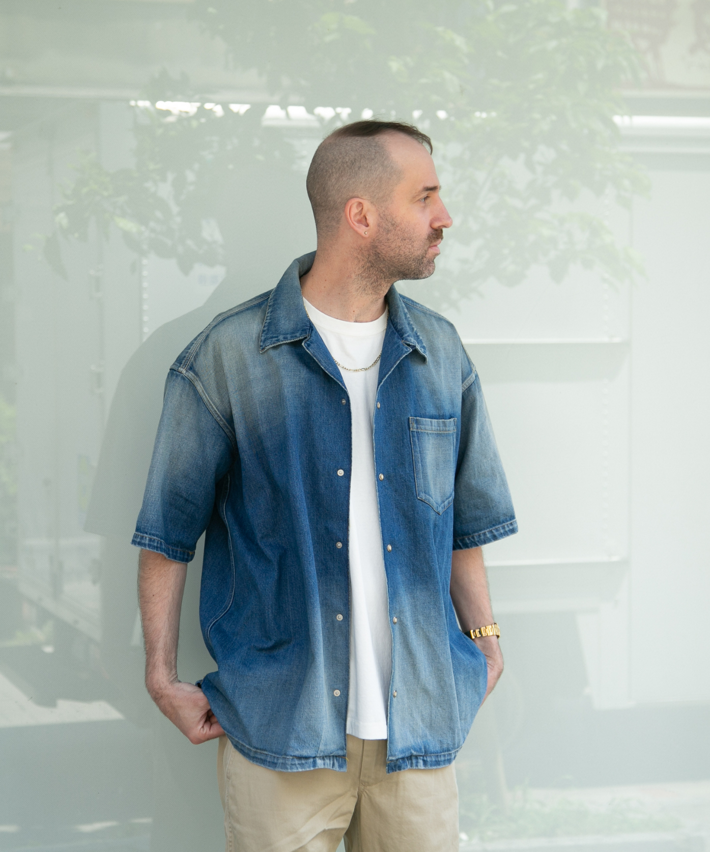 10oz DENIM SHORT SLEEVE SHIRTS(OVERSIZED)