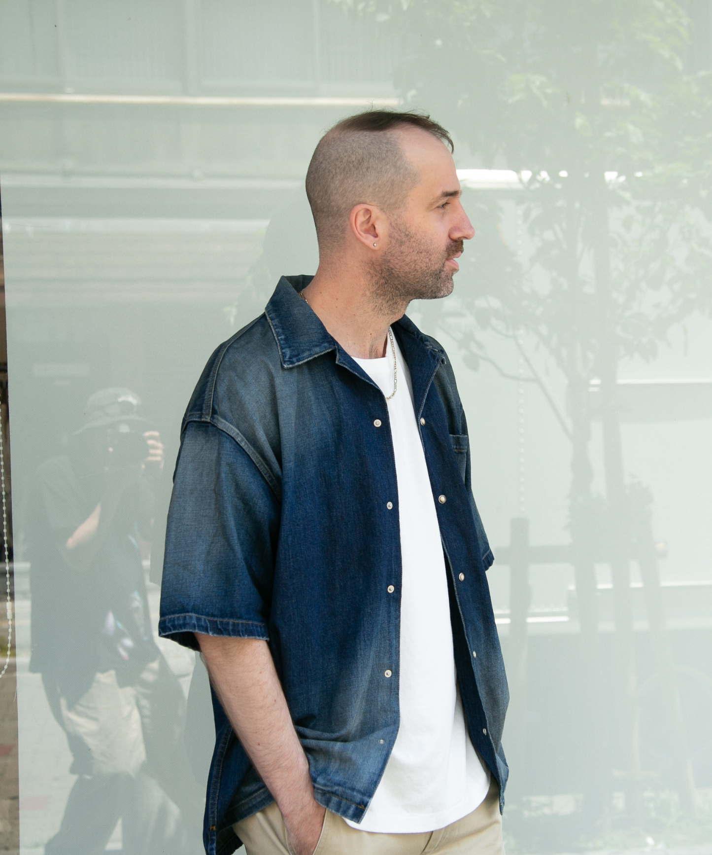 10oz DENIM SHORT SLEEVE SHIRTS(OVERSIZED)