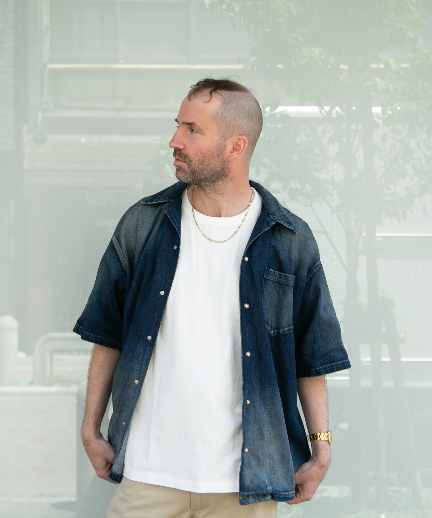 10oz DENIM SHORT SLEEVE SHIRTS(OVERSIZED)