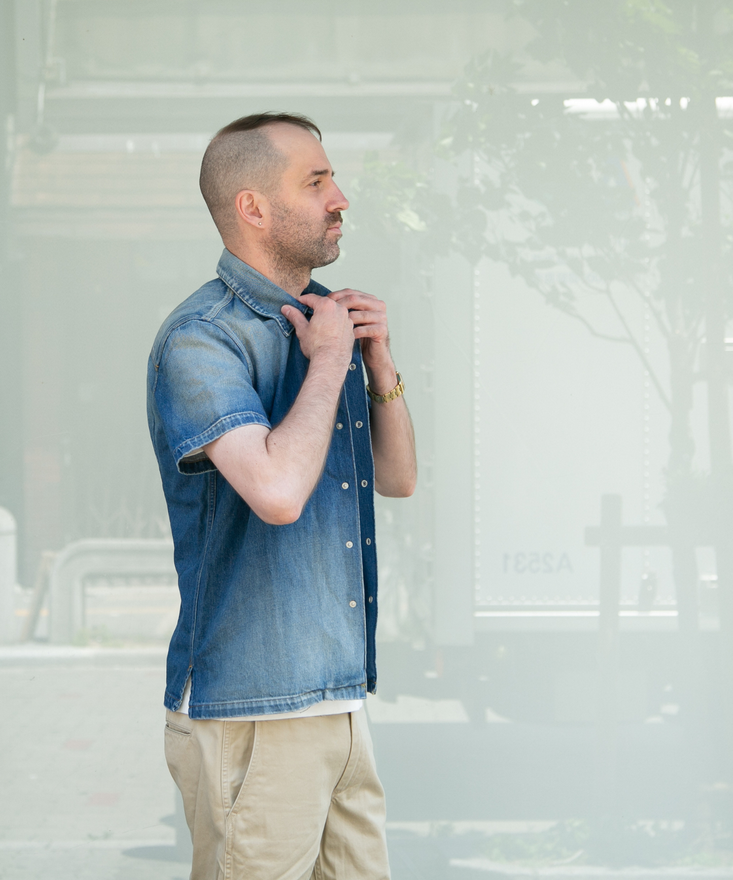 10oz DENIM SHORT SLEEVE SHIRTS(REGULAR FIT)