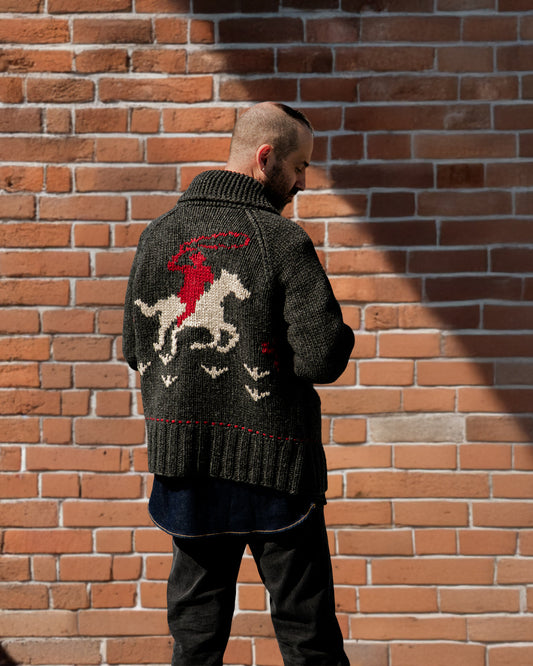 ROUGH GAUGE COWICHAN CARDIGAN/ BLACK