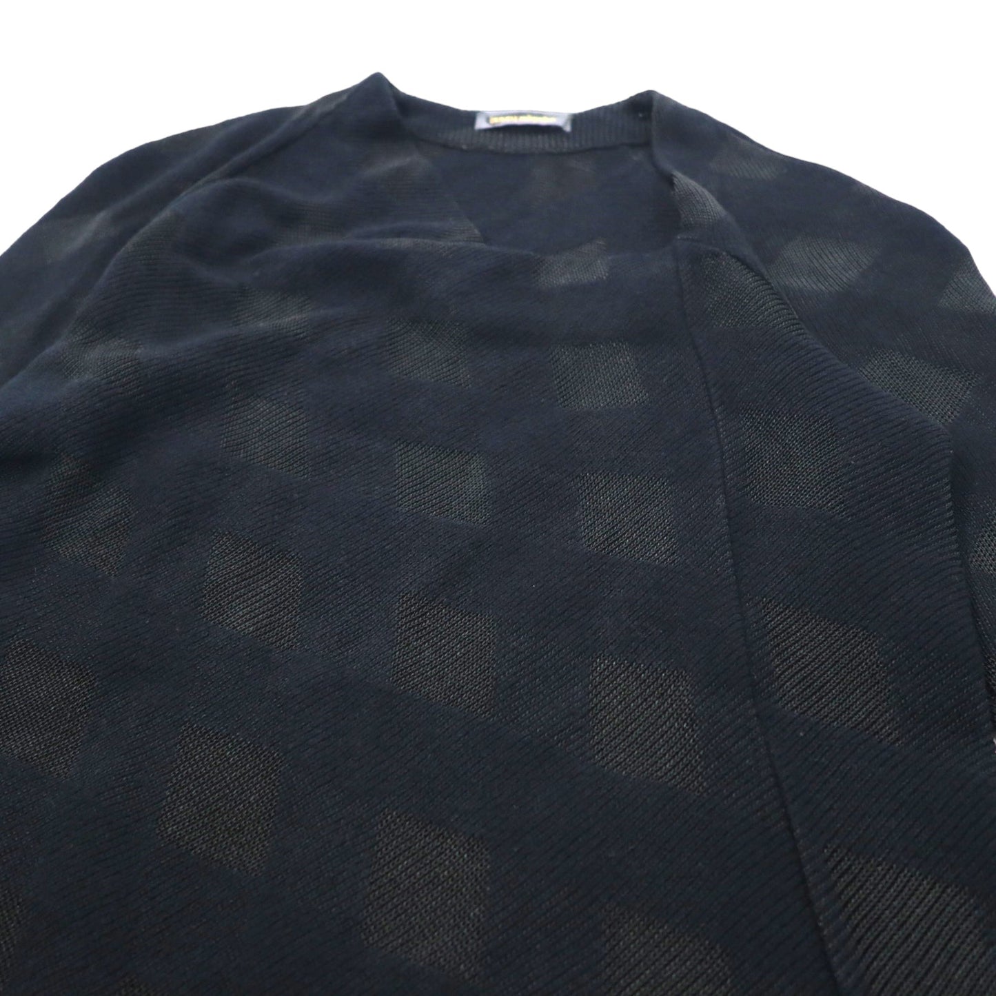 issey miyake 70年代 ニット ワンピース M ブラック 総柄 アクリル アシンメトリーデザイン 変形 初期タグ 日本製
