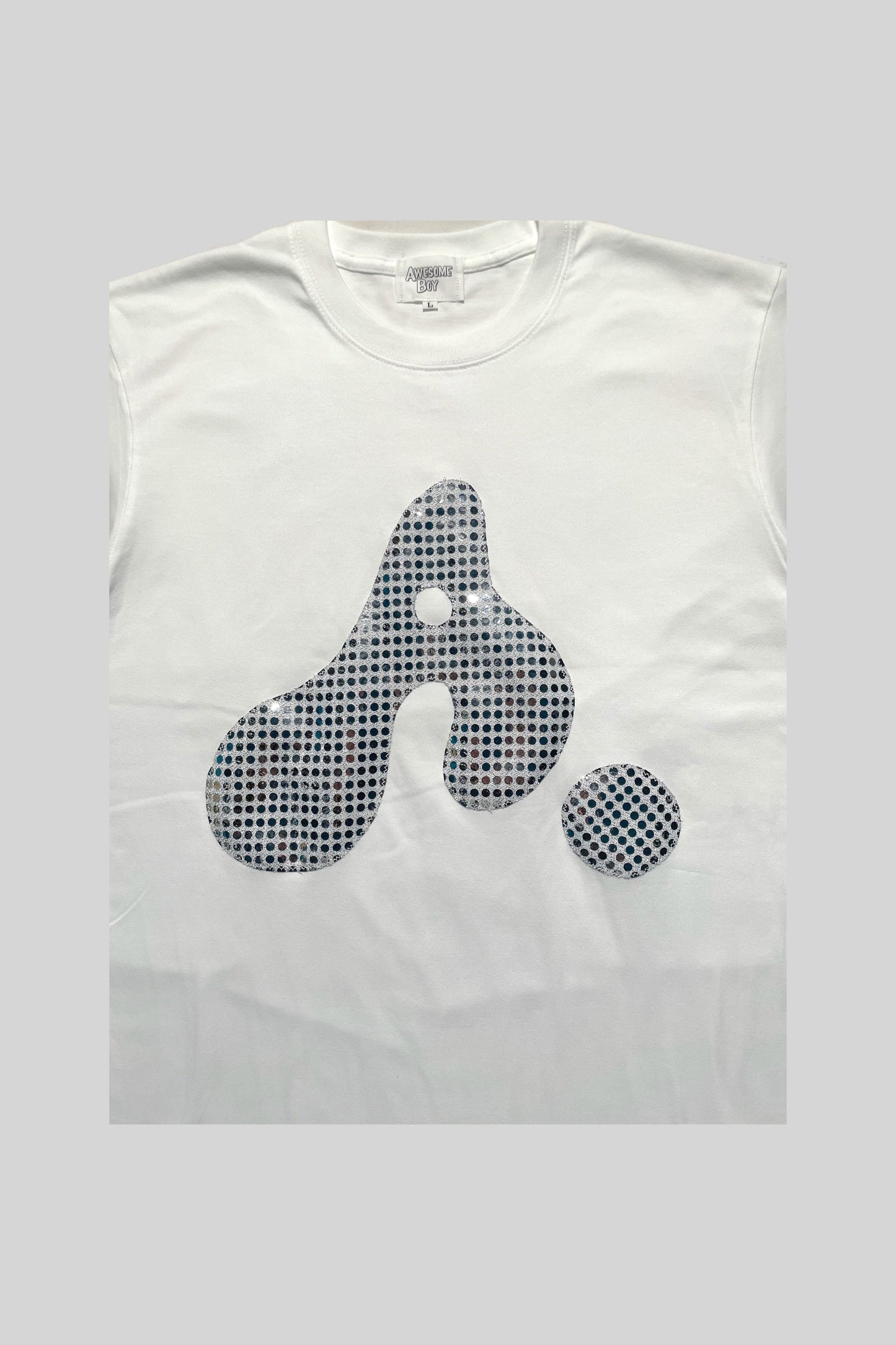 "A" LOGO TEE(SPANGLE SILVER)