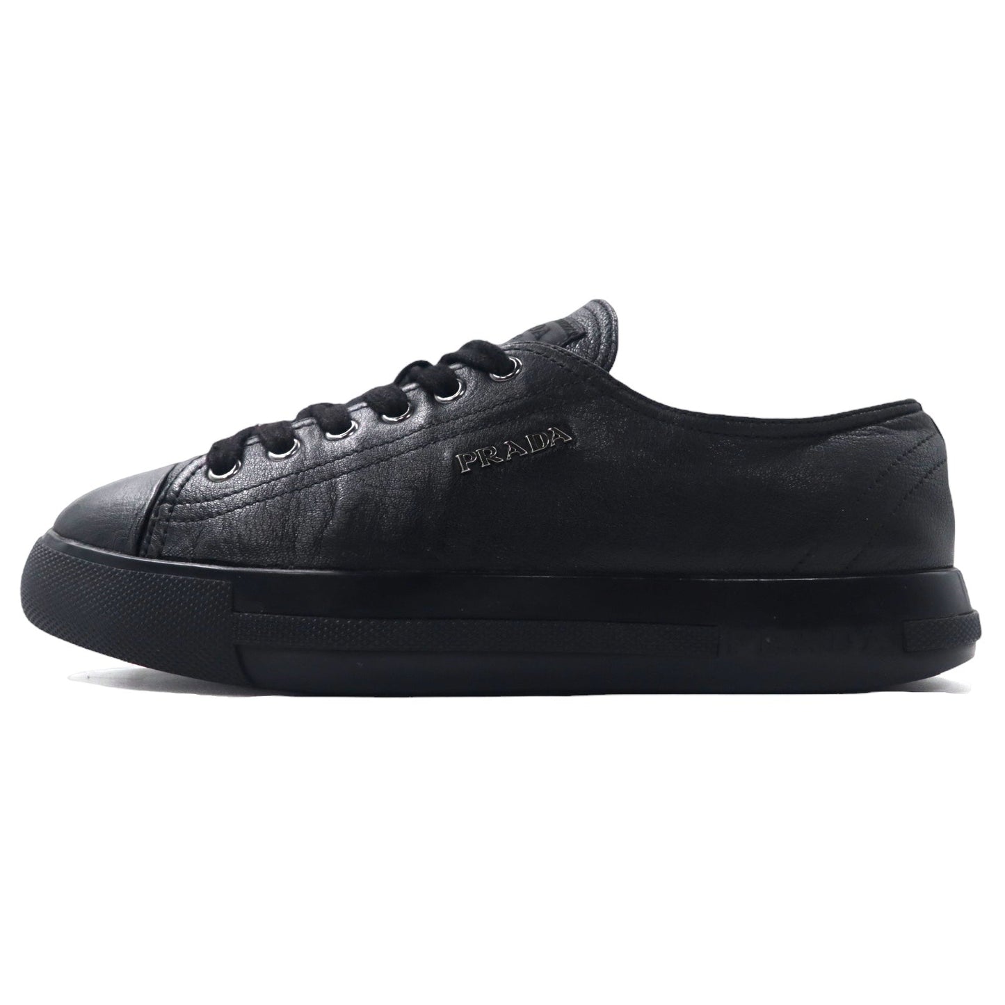 PRADA レザー レースアップ スニーカー 23.5cm ブラック ロゴ 3E 5581