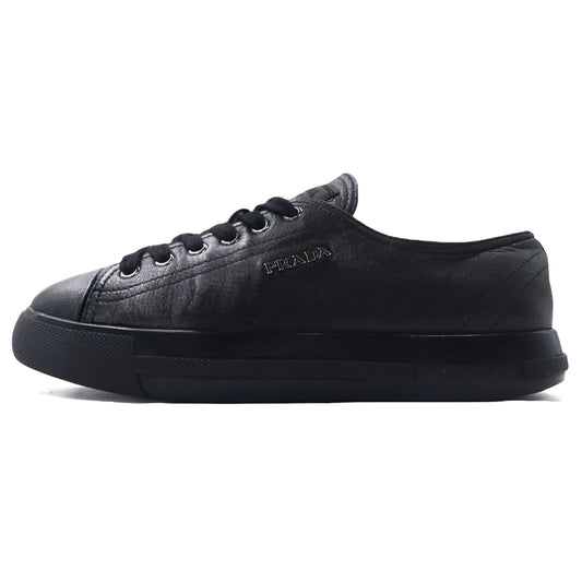 PRADA レザー レースアップ スニーカー 23.5cm ブラック ロゴ 3E 5581