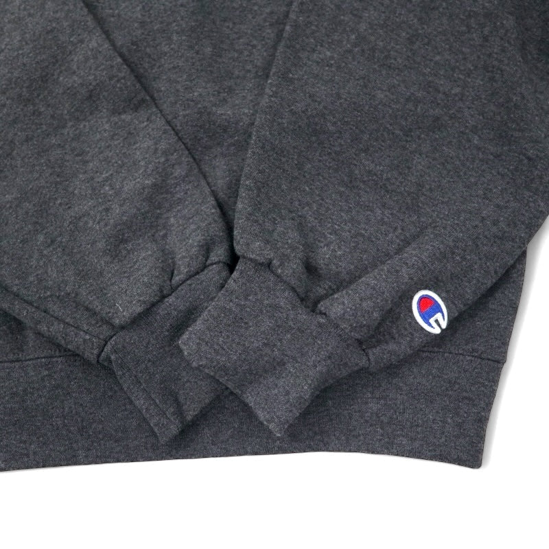 Champion ECO カレッジ プリント スウェット XL グレー コットン 裏起毛 CARLOW UNIVERSITY アーチロゴ 3段 ホンジュラス製