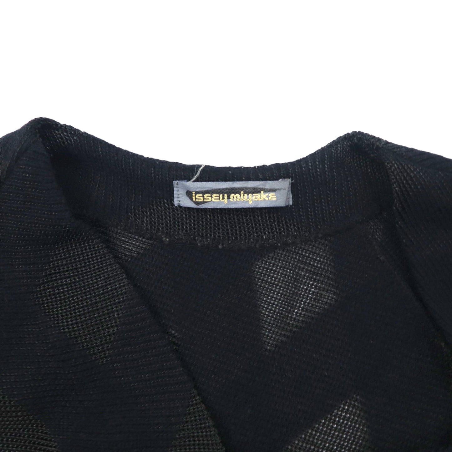 issey miyake 70年代 ニット ワンピース M ブラック 総柄 アクリル アシンメトリーデザイン 変形 初期タグ 日本製