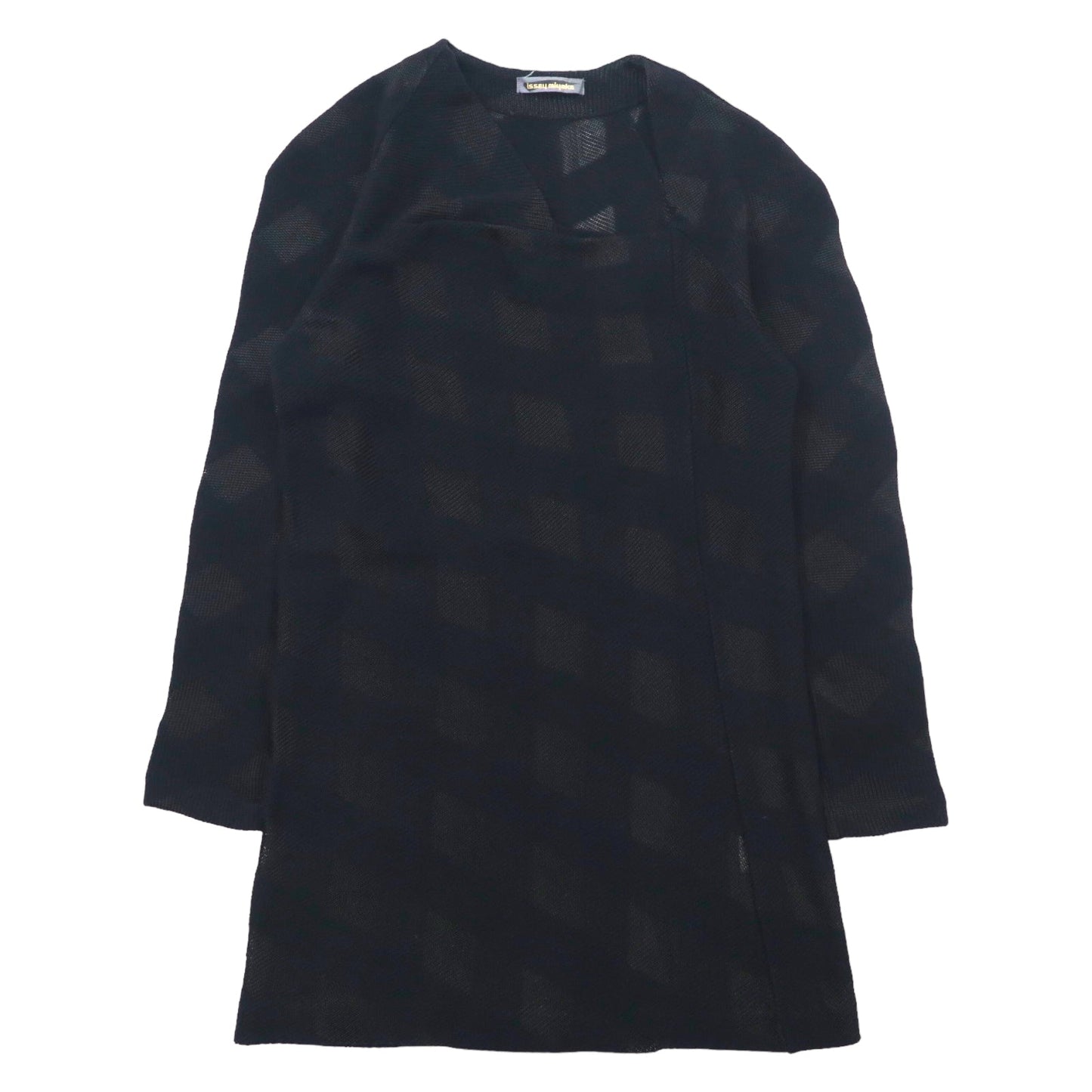 issey miyake 70年代 ニット ワンピース M ブラック 総柄 アクリル アシンメトリーデザイン 変形 初期タグ 日本製