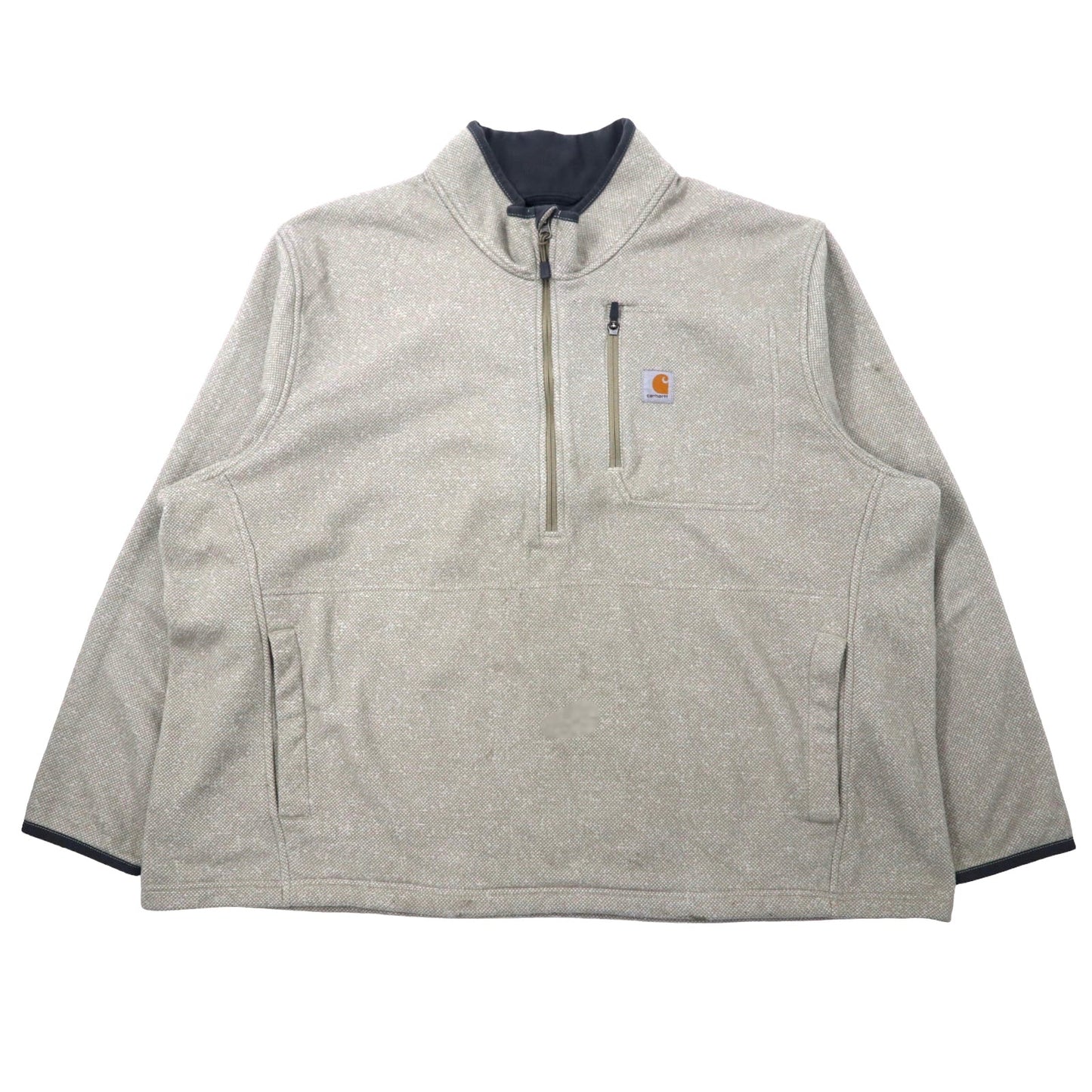 carhartt ハーフジップ フリースジャケット 3XL グレー ベージュ ポリエステル ビッグサイズ ヨルダン製