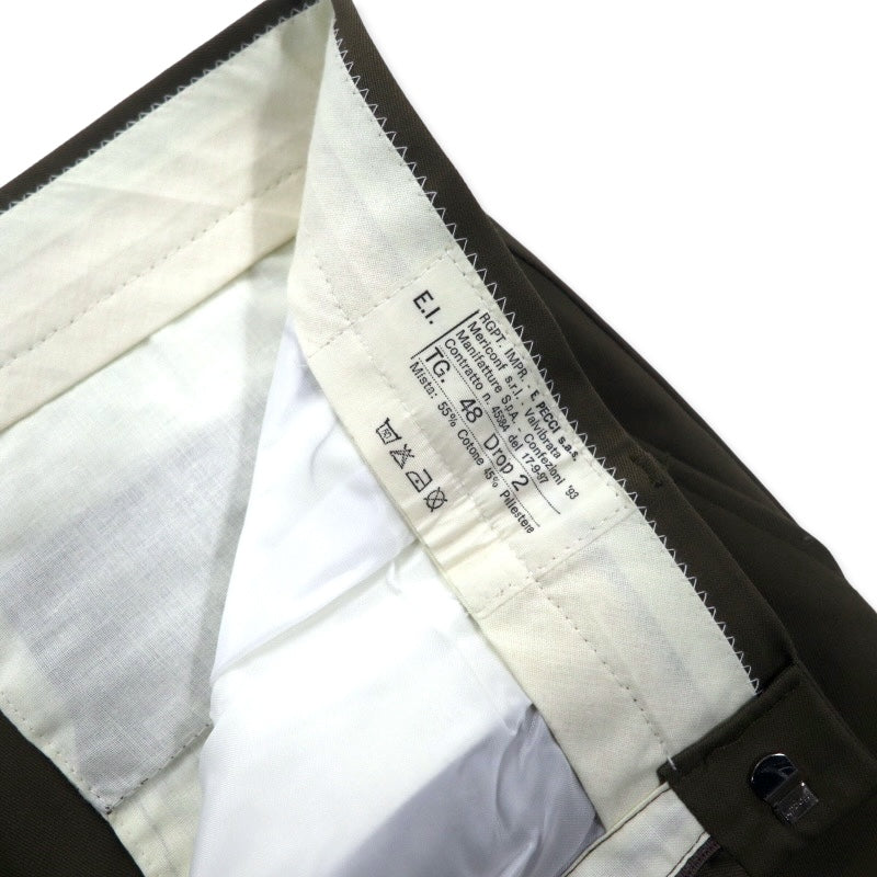 ITALIAN ARMY 90年代 イタリア軍 E.I. トラウザーズ スラックスパンツ 48 カーキ コットン ミリタリー E.PECCI s.a.s 聖林公司 取り扱い デッドストック 未使用品