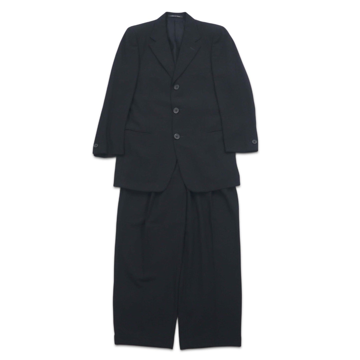 GIANNI VERSACE イタリア製 オーバーサイズ 3B スーツ セットアップ M ブラック ウール メデューサ 裏地総柄 ワイドスラックス COUTURE