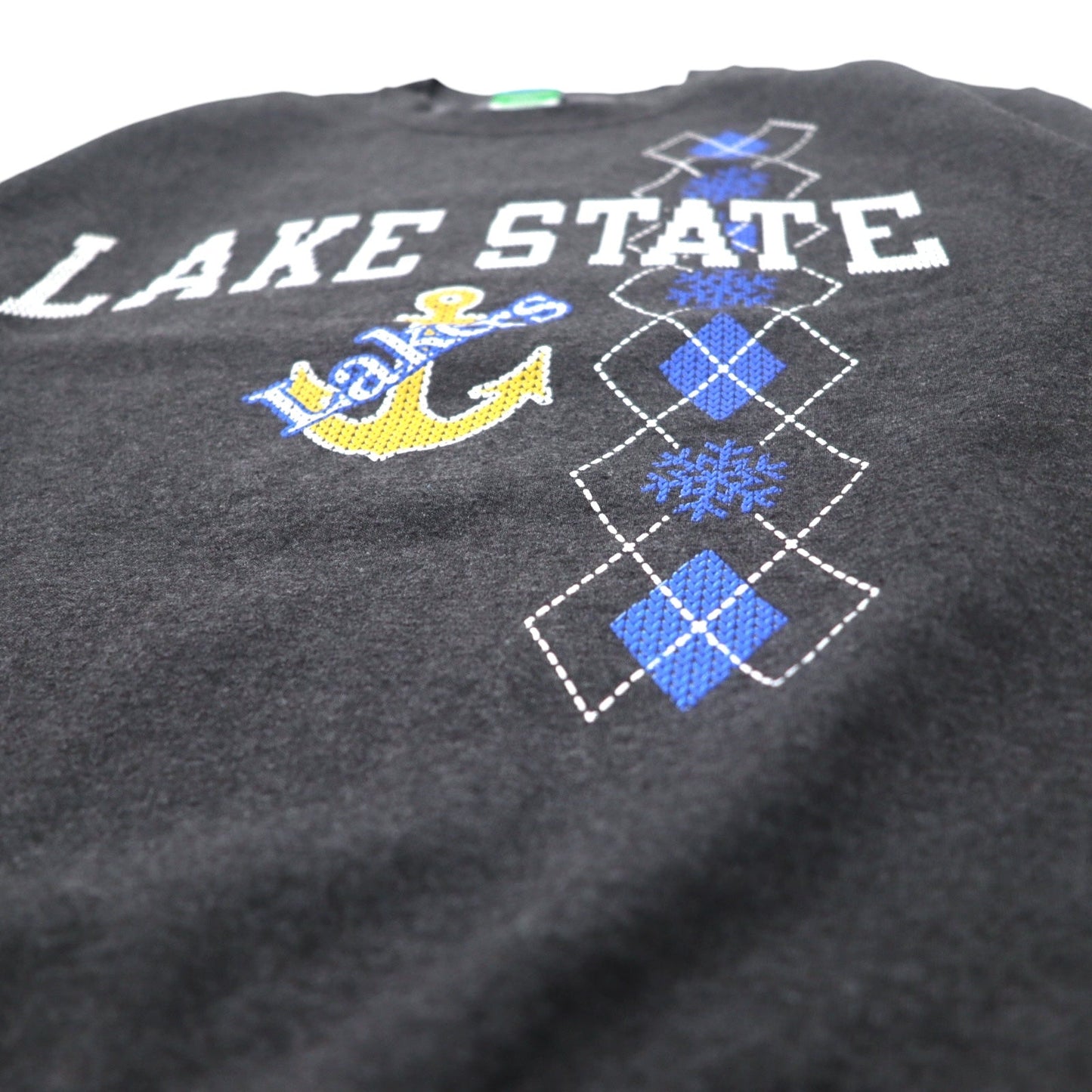 Champion カレッジプリント スウェット M グレー 裏起毛 LAKE STATE アンカー アーチロゴ ホンジュラス製