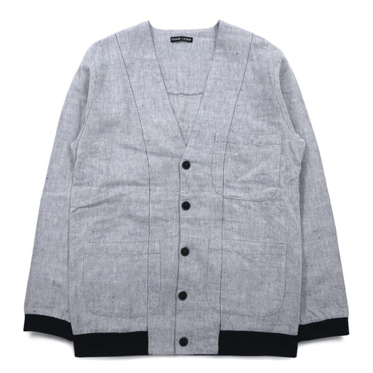FRANK LEDER ドイツ製 リネン カーディガン ノーカラー ジャケット S グレー 0517080