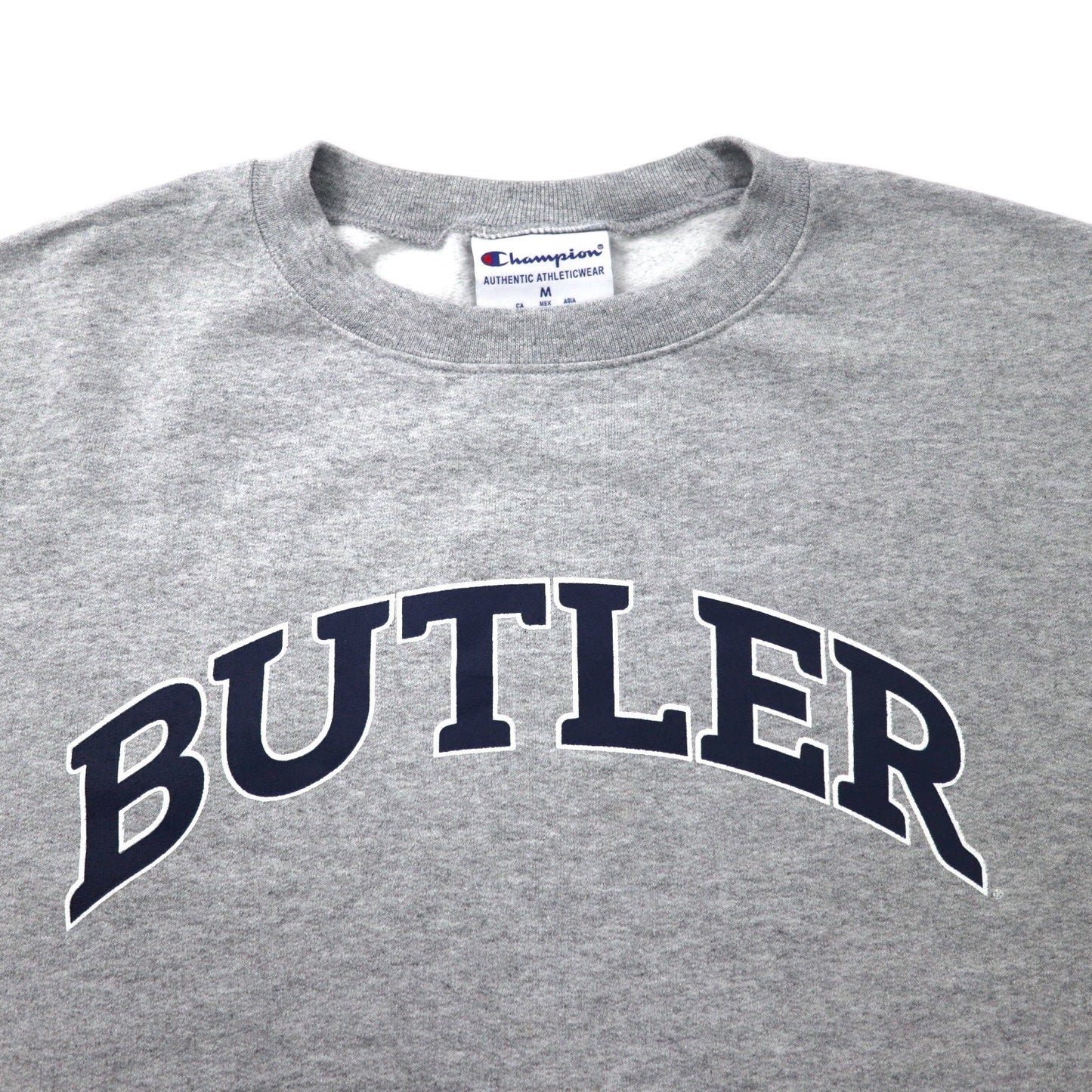 Champion カレッジ プリント スウェット XL グレー コットン 裏起毛 BUTLER エルサルバドル製