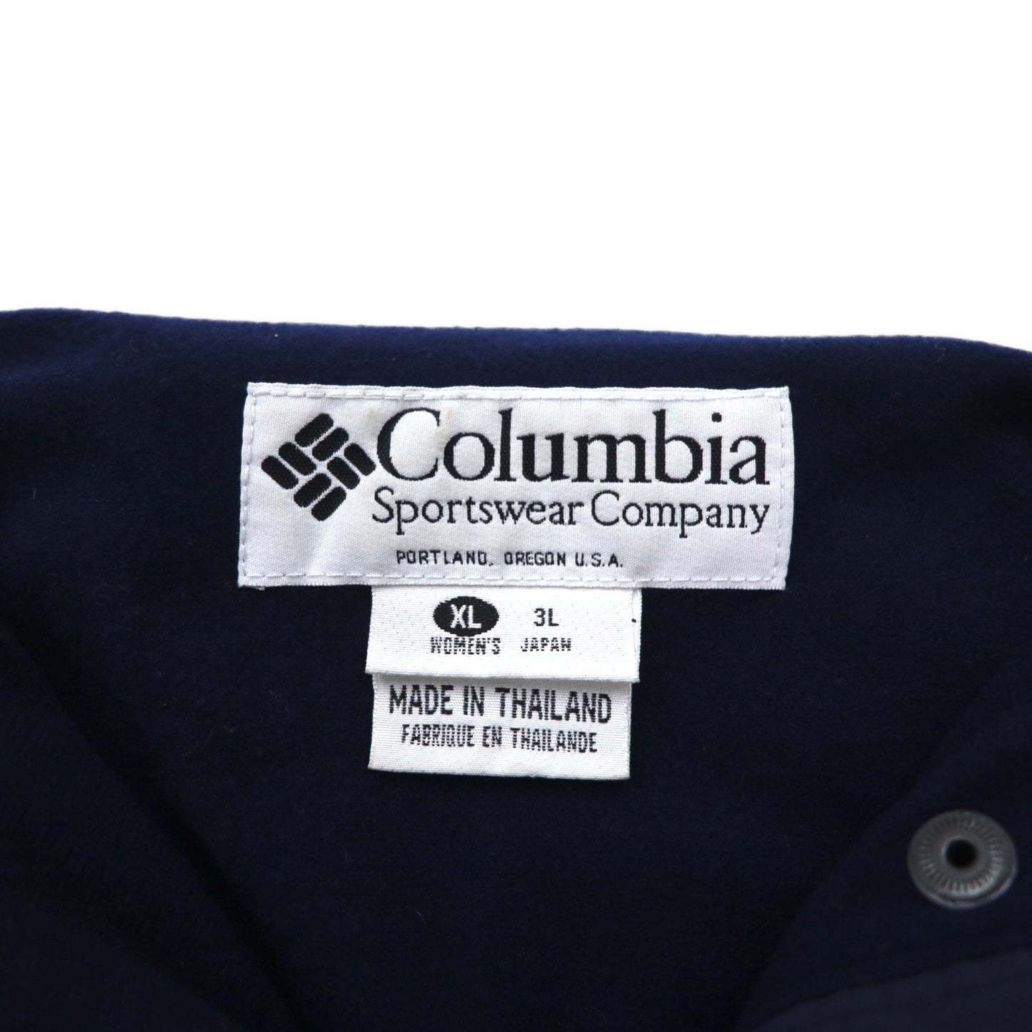 Columbia ハーフジップ マウンテンパーカー アノラックパーカー XL ネイビー ナイロン ロゴ刺繍 フリースライナー ドローコード