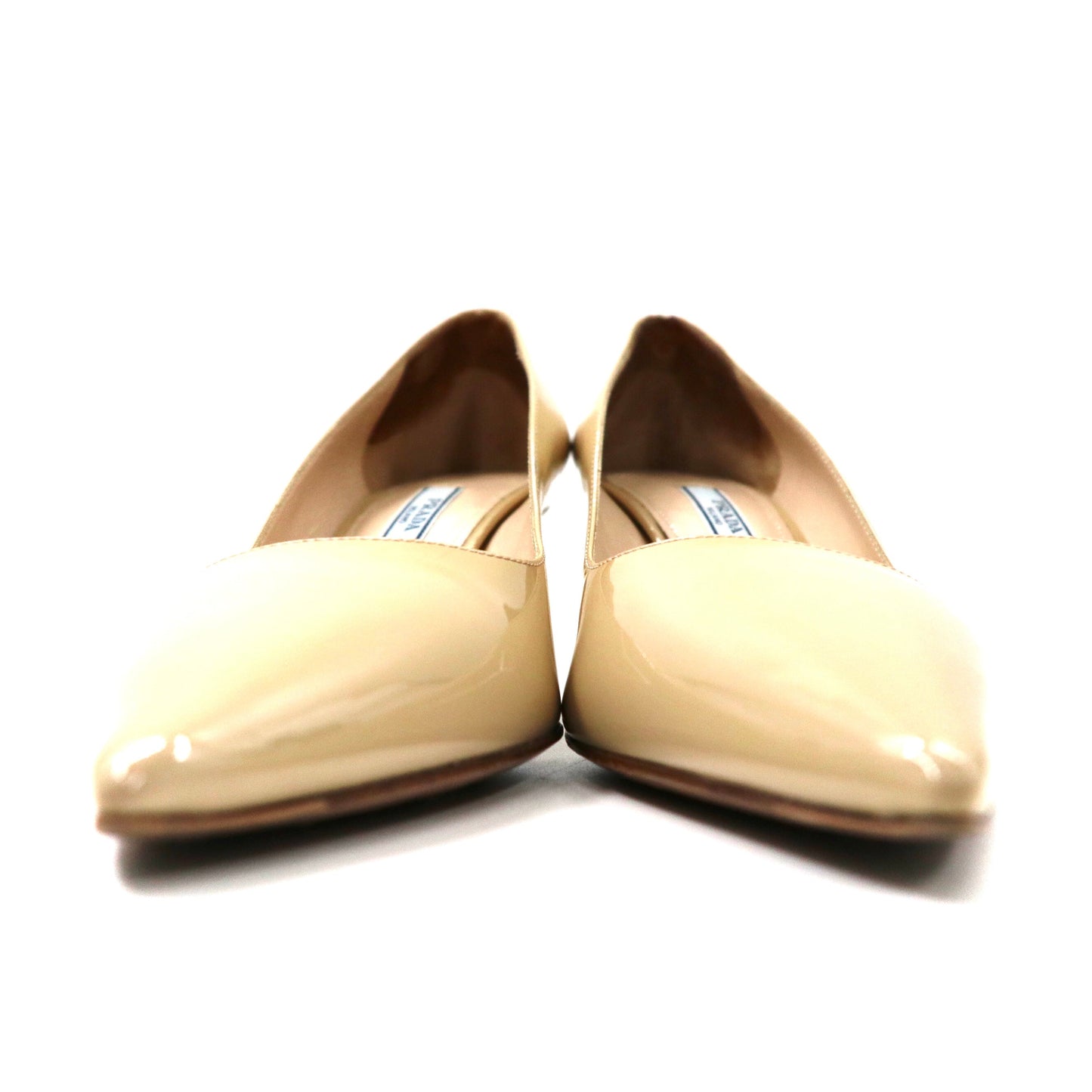 PRADA ヒールパンプス 22cm ベージュ エナメル イタリア製