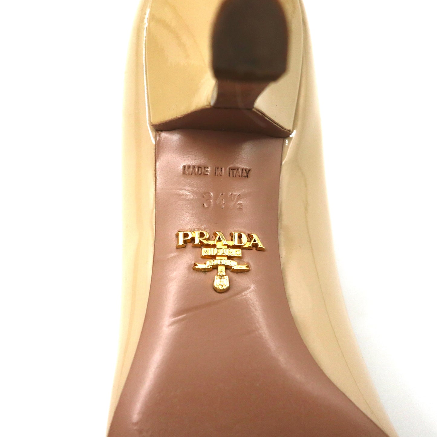 PRADA ヒールパンプス 22cm ベージュ エナメル イタリア製