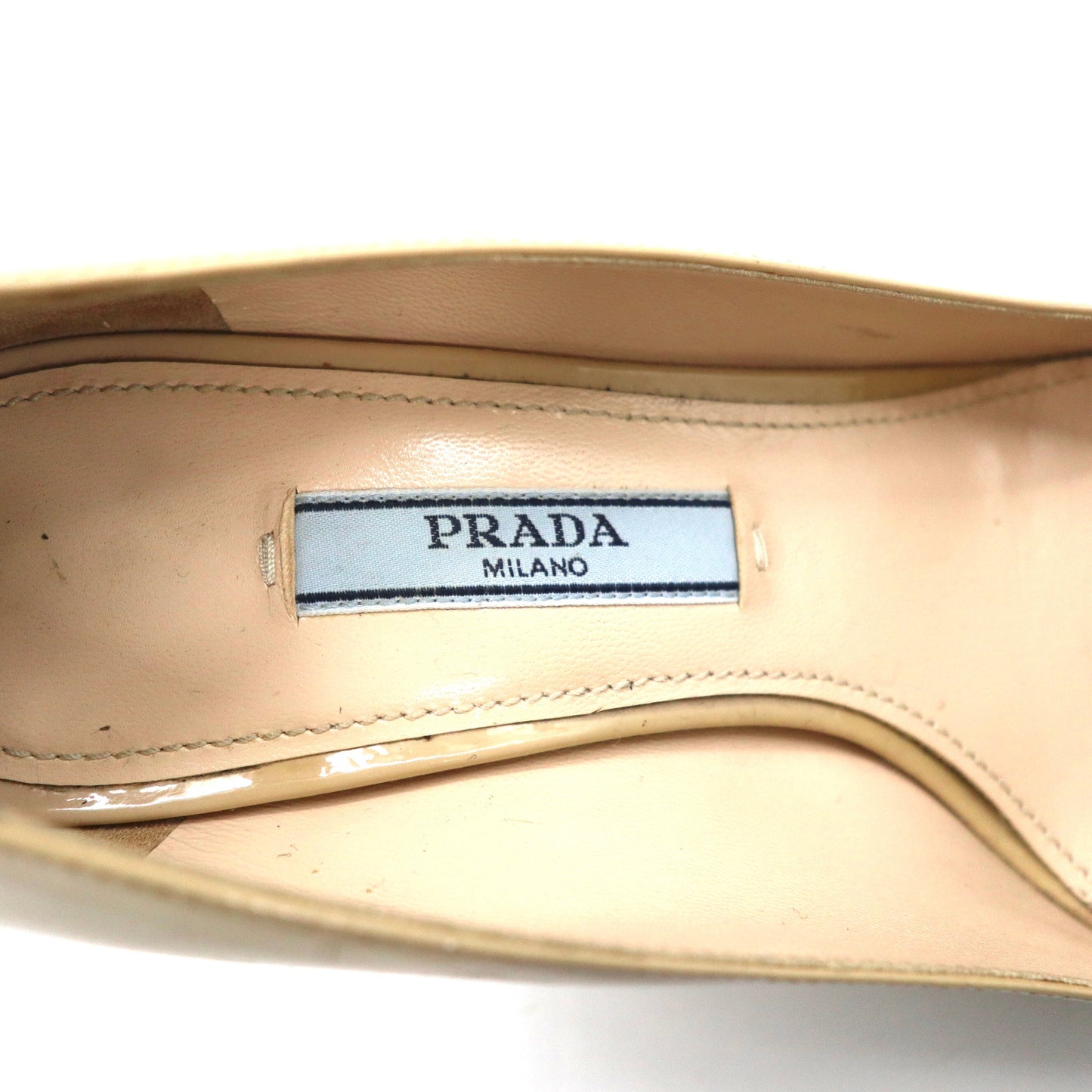 PRADA ヒールパンプス 22cm ベージュ エナメル イタリア製