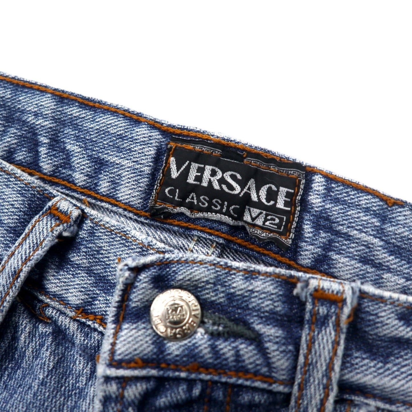 VERSACE CLASSIC V2 デニムパンツ 30 ブルー アイスウォッシュ ボタンフライ