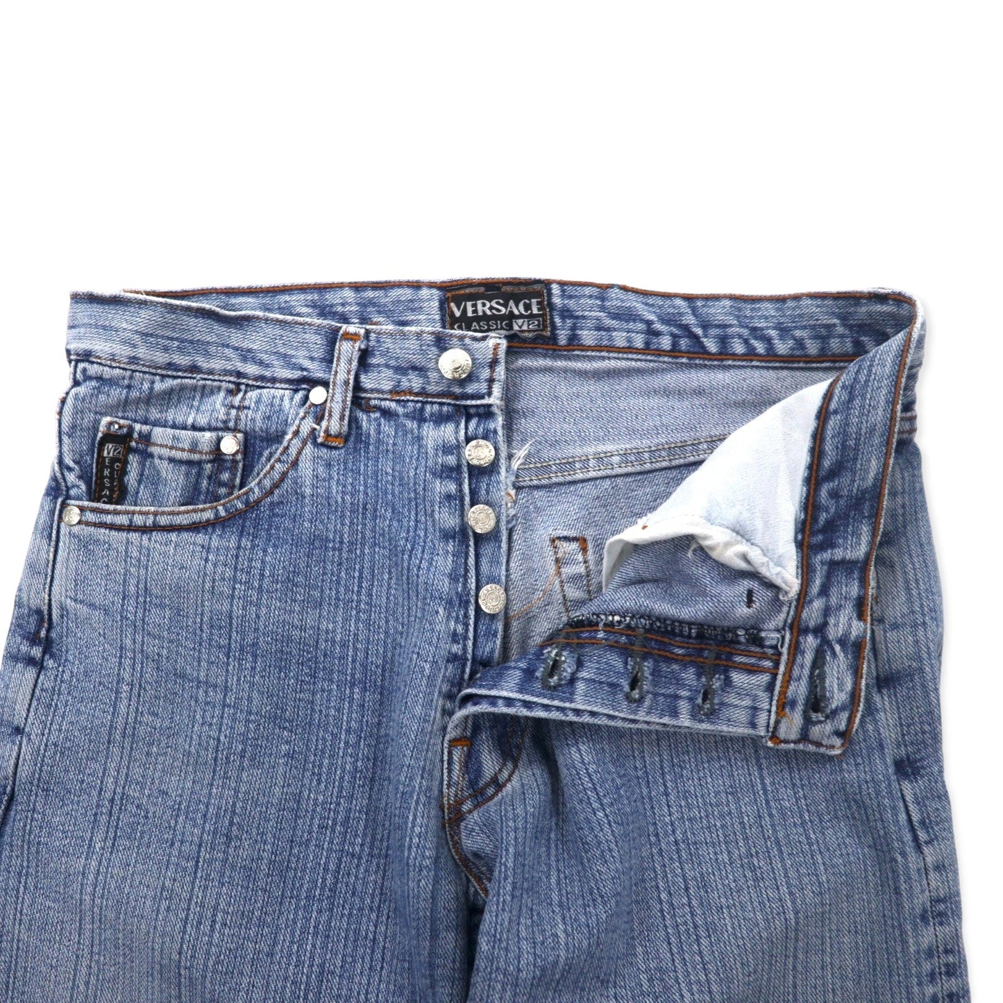 VERSACE CLASSIC V2 デニムパンツ 30 ブルー アイスウォッシュ ボタンフライ