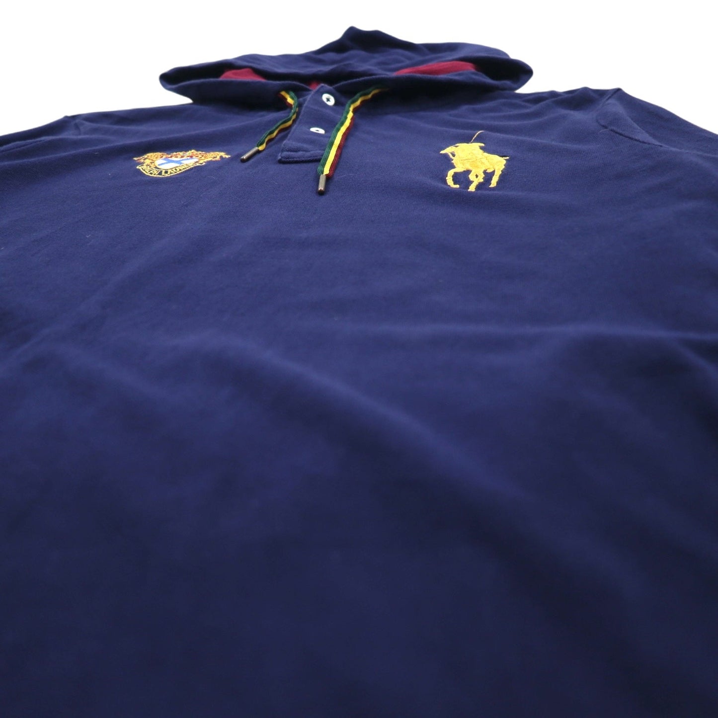 POLO RALPH LAUREN ビッグポニー エムブレム 刺繍 プルオーバー パーカー L ネイビー コットン 鹿の子