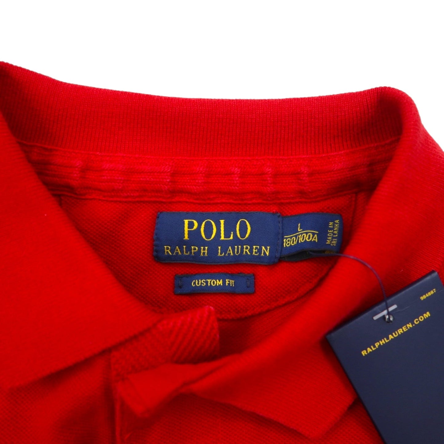 POLO RALPH LAUREN ポロシャツ L レッド コットン 鹿の子 Pロゴワッペン CUSTOM FIT 未使用品