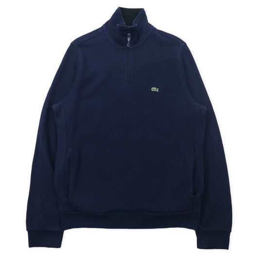 LACOSTE ハイネック ハーフジップ スウェット L ネイビー コットン ワンポイントロゴ