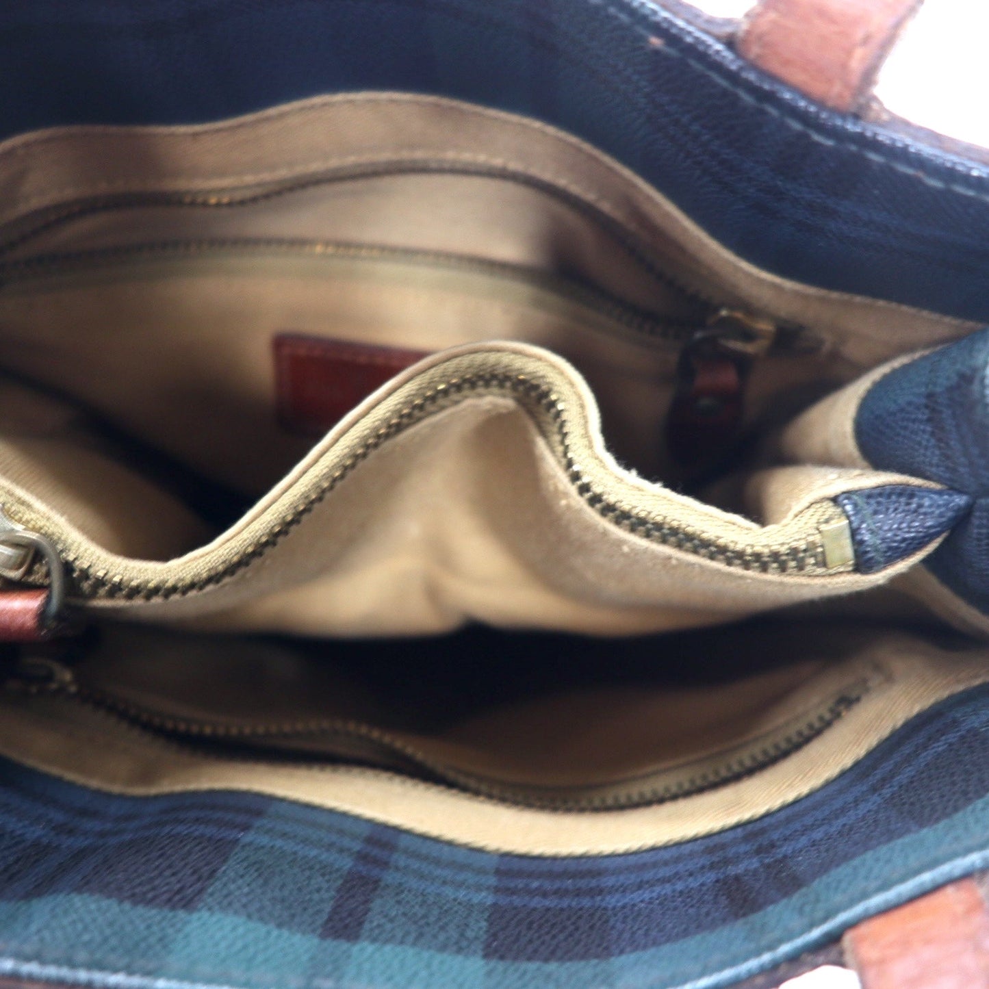 POLO RALPH LAUREN トートバッグ グリーン チェック PVC レザー切り替え